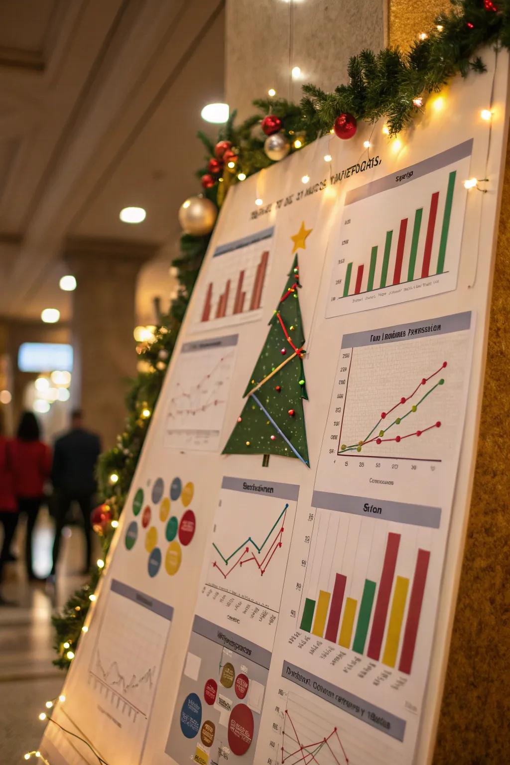 Charts take on a holiday flair with Christmas tree designs.