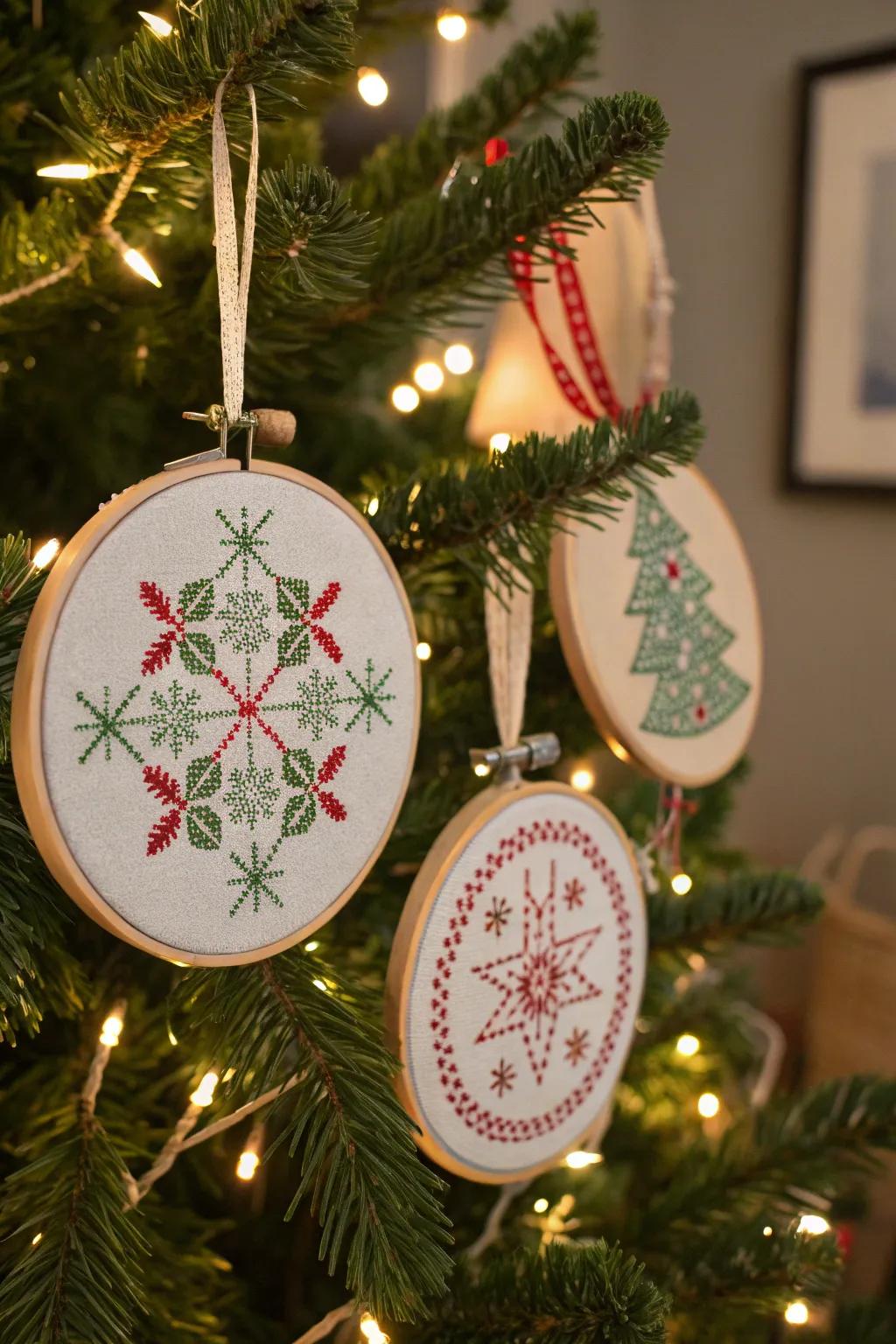 Embroidery loop decorations showcasing festive designs.