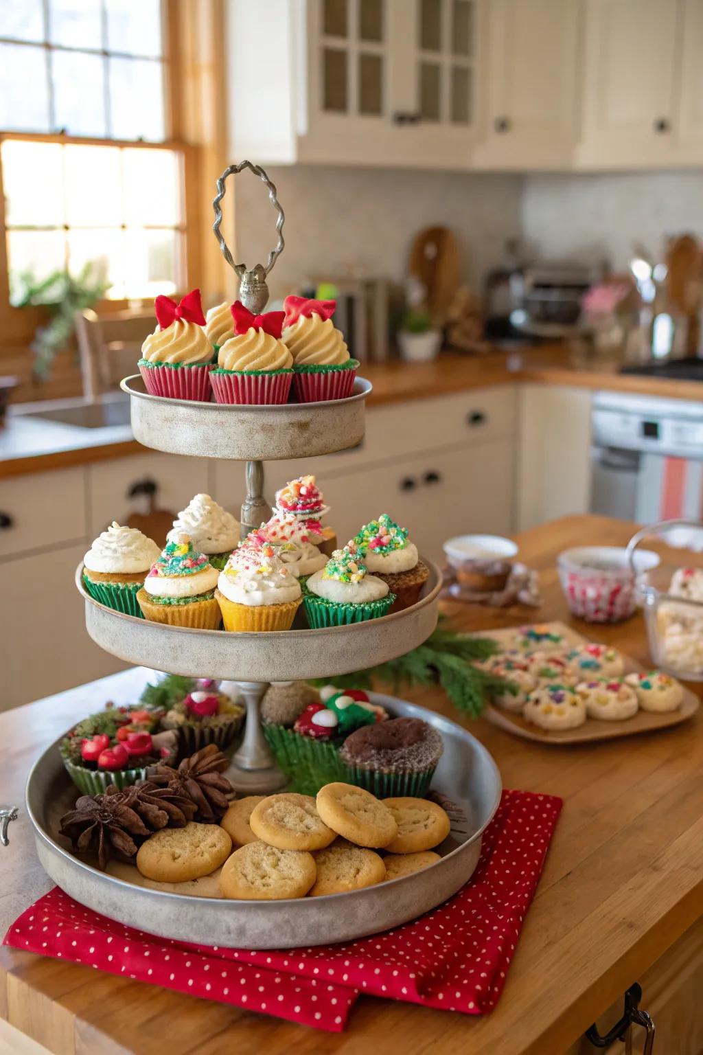 Baking happiness on display in this holiday tiered stand.