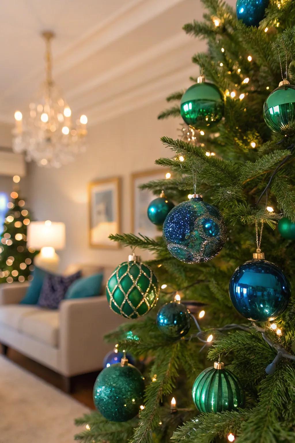 A sumptuous Christmas tree with refined gem tones.
