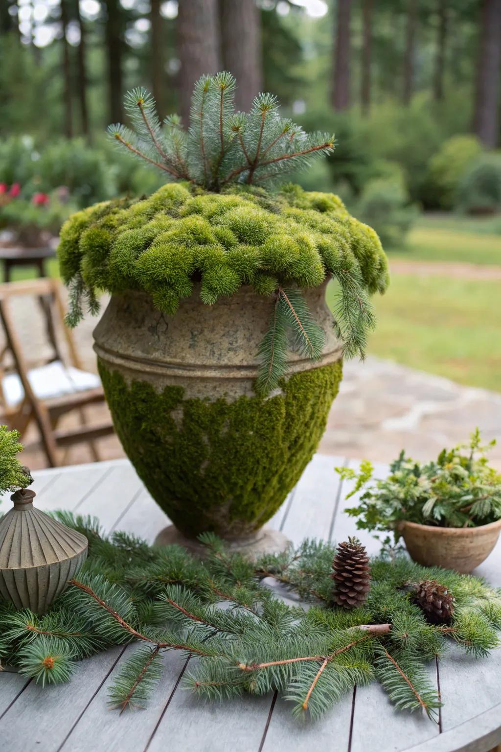 Earthy elegance: lichen conveys a revitalizing verdant impression indoors.