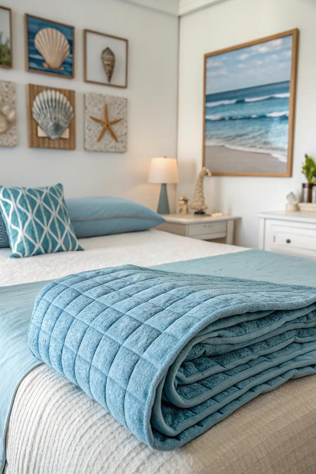 Calm blues create a serene and calming atmosphere.