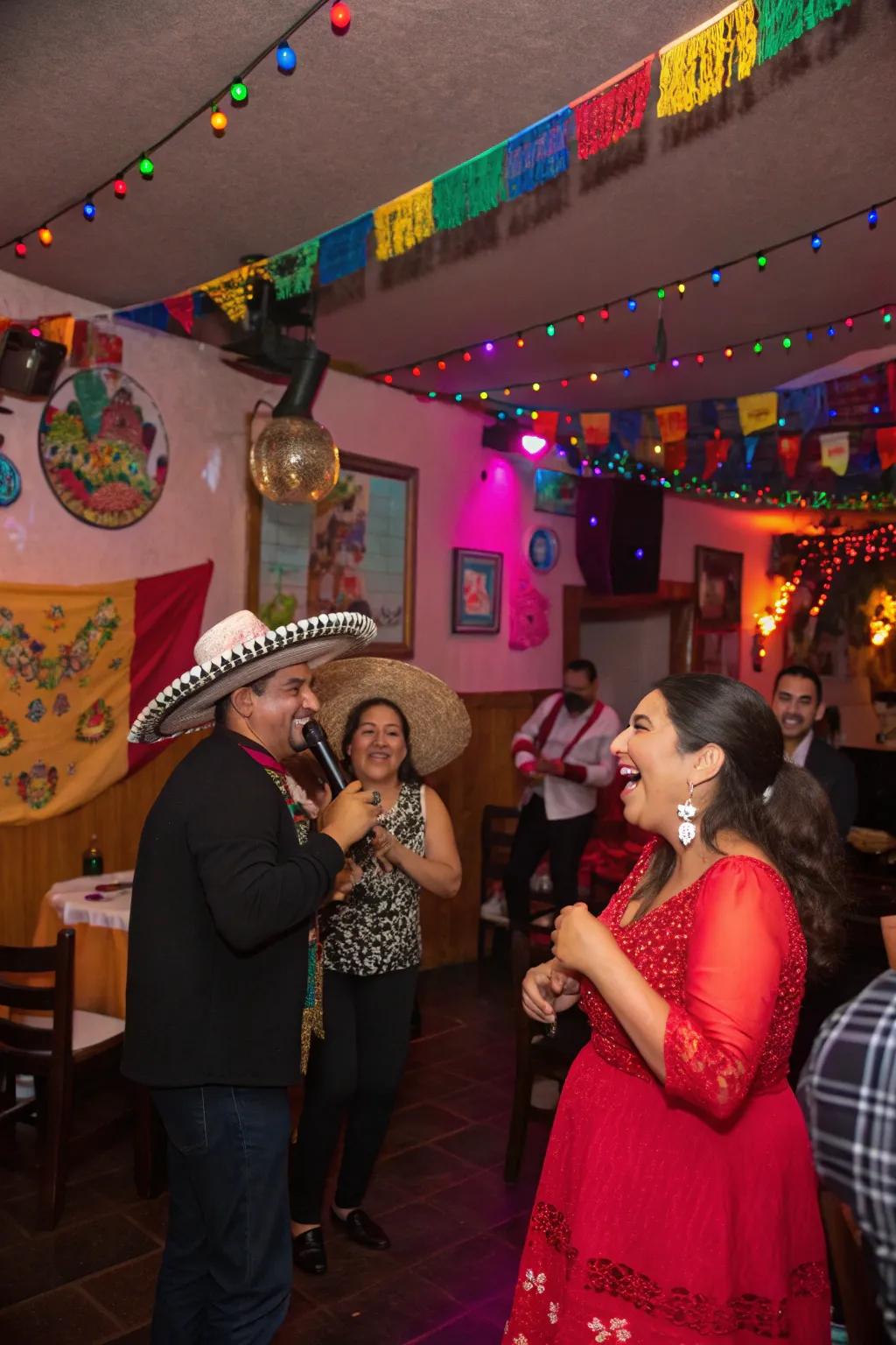 Attendees enjoying a lively party with a curated Mexican soundtrack selection.