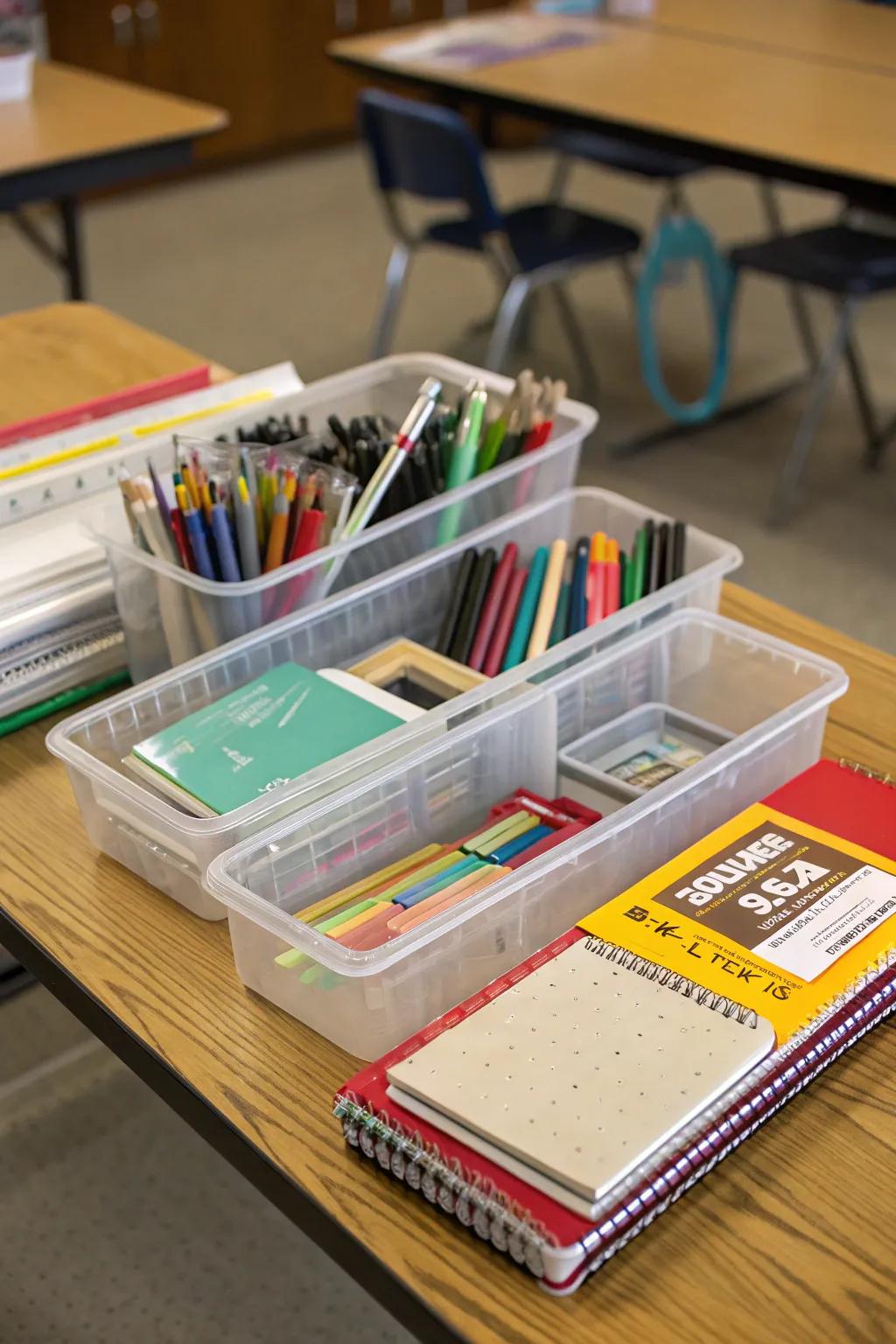 See-through organizers for easy supply checks