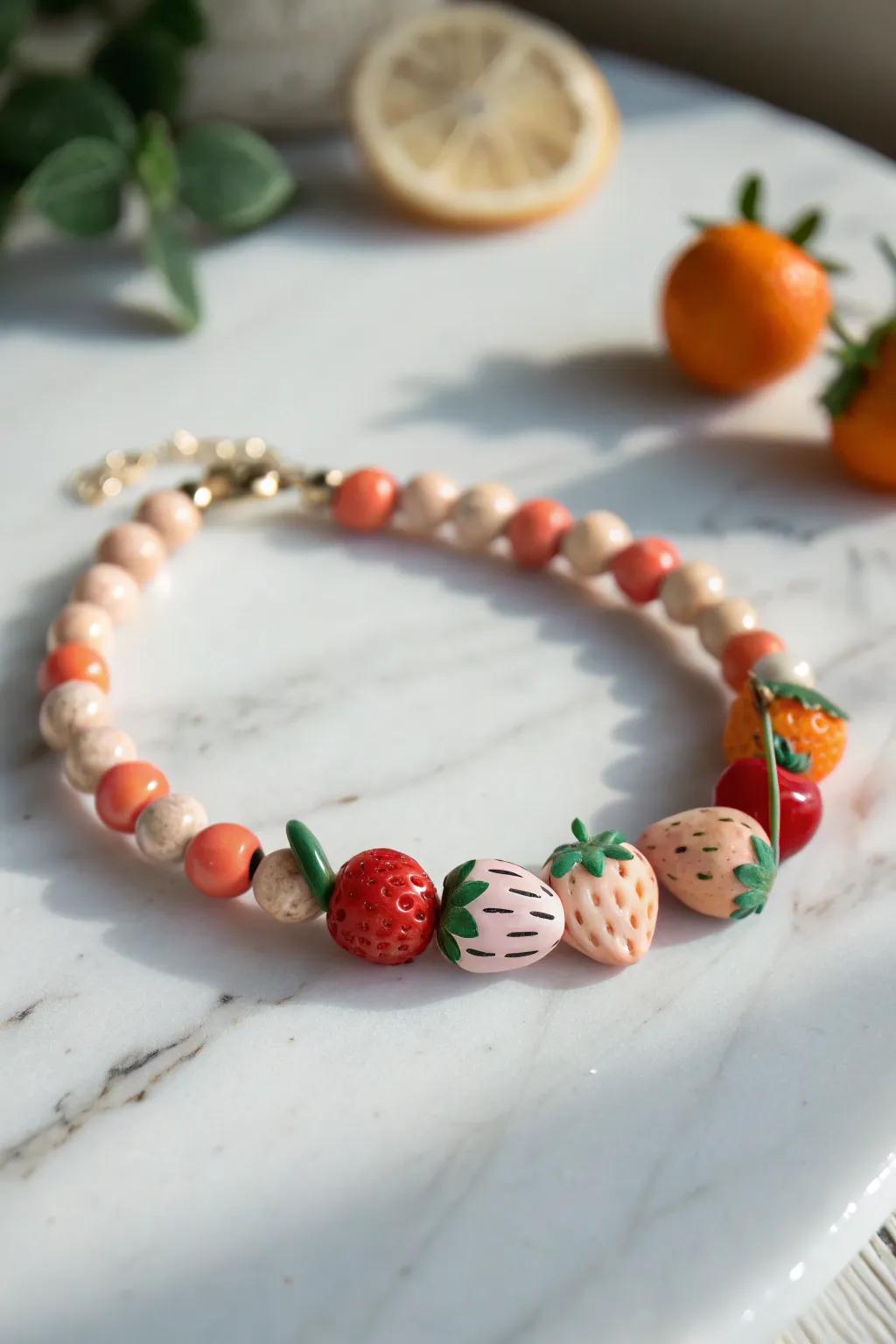 Add a splash of fruitful fun to your summer style with these charming clay bead bracelets!