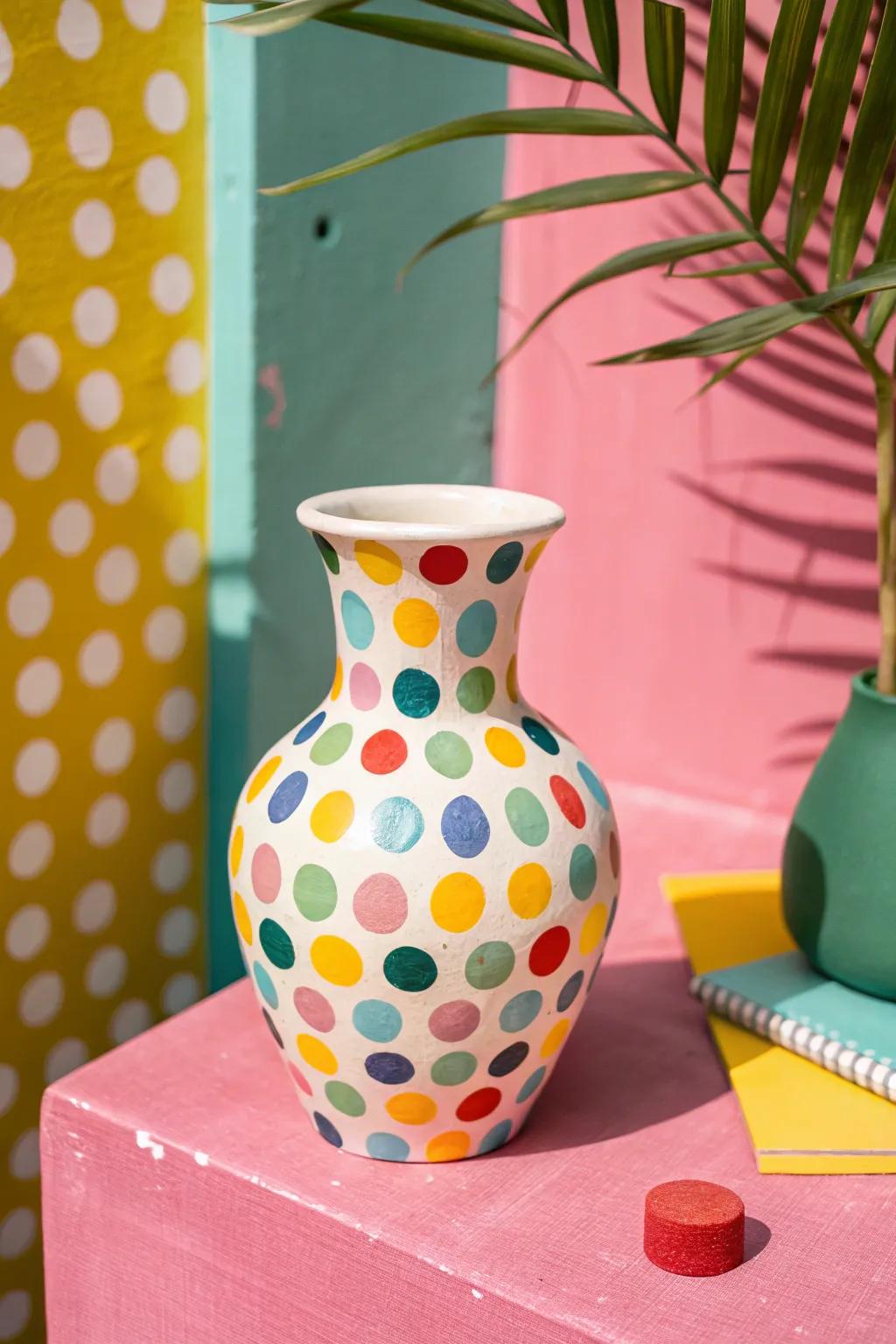 An earthenware flower holder that features lively designs, adding joy and whimsy to any aesthetic.