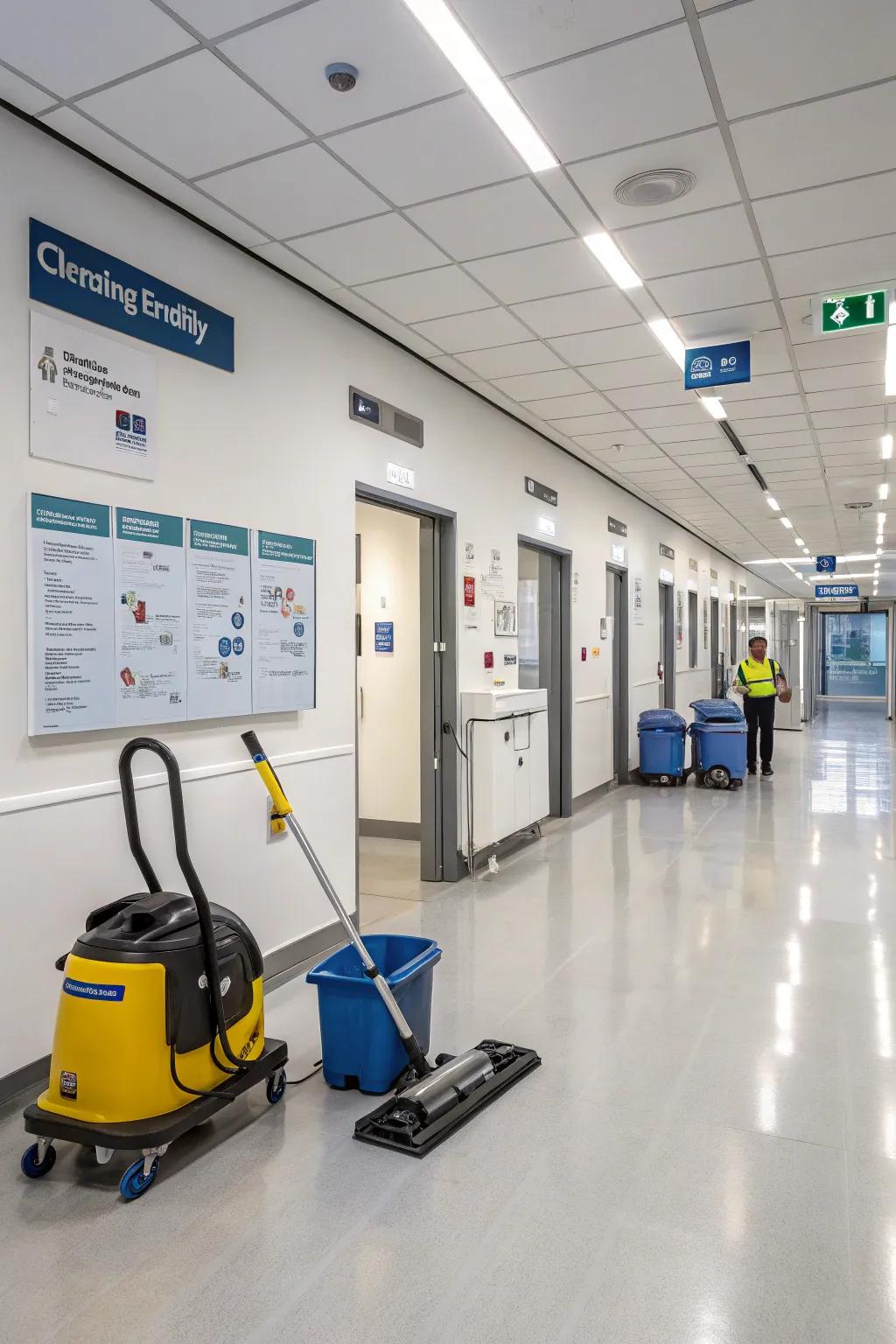 Digital tour of a skilled cleaning setup.