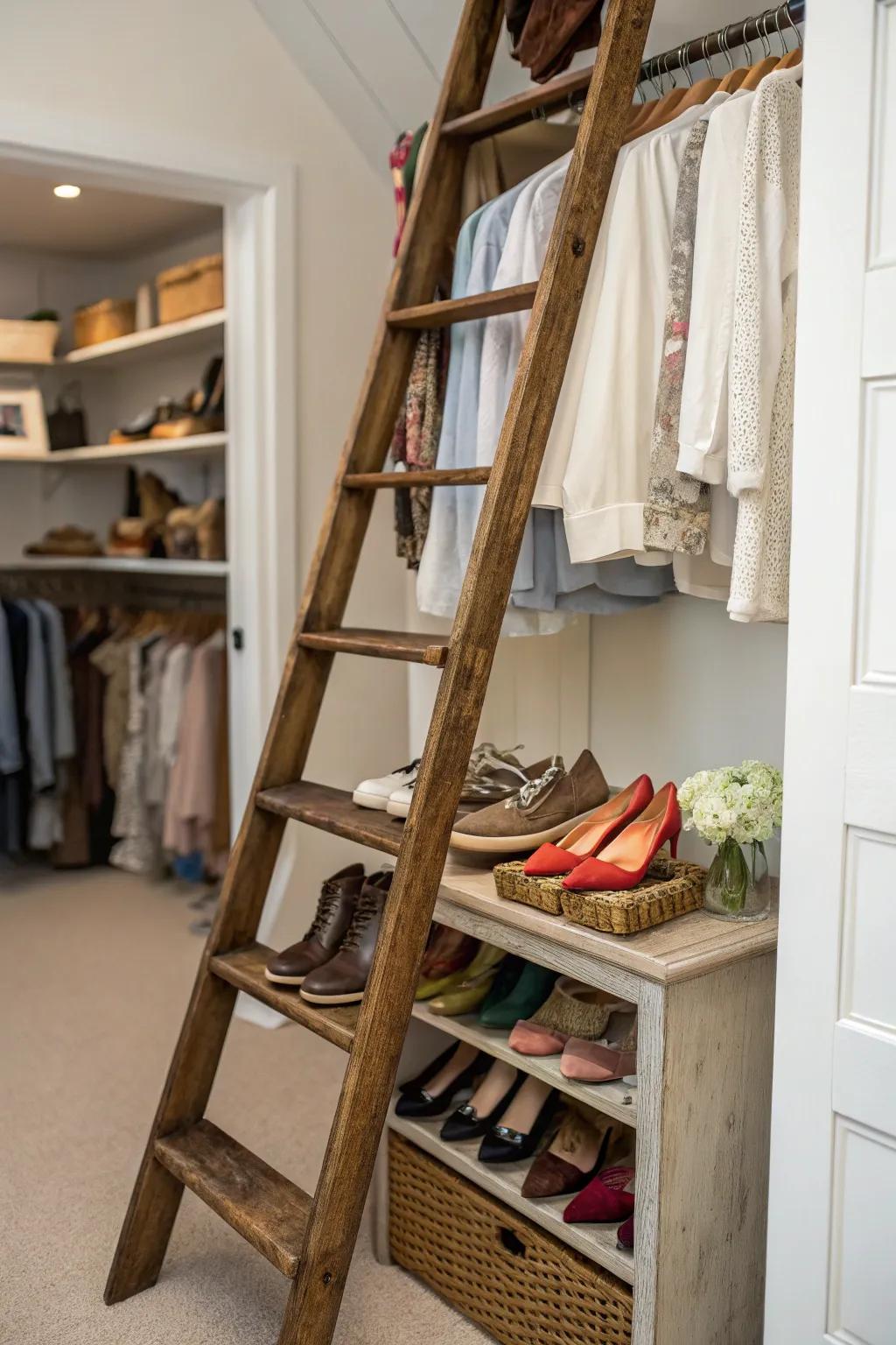 Add quirky charm with an old ladder display.