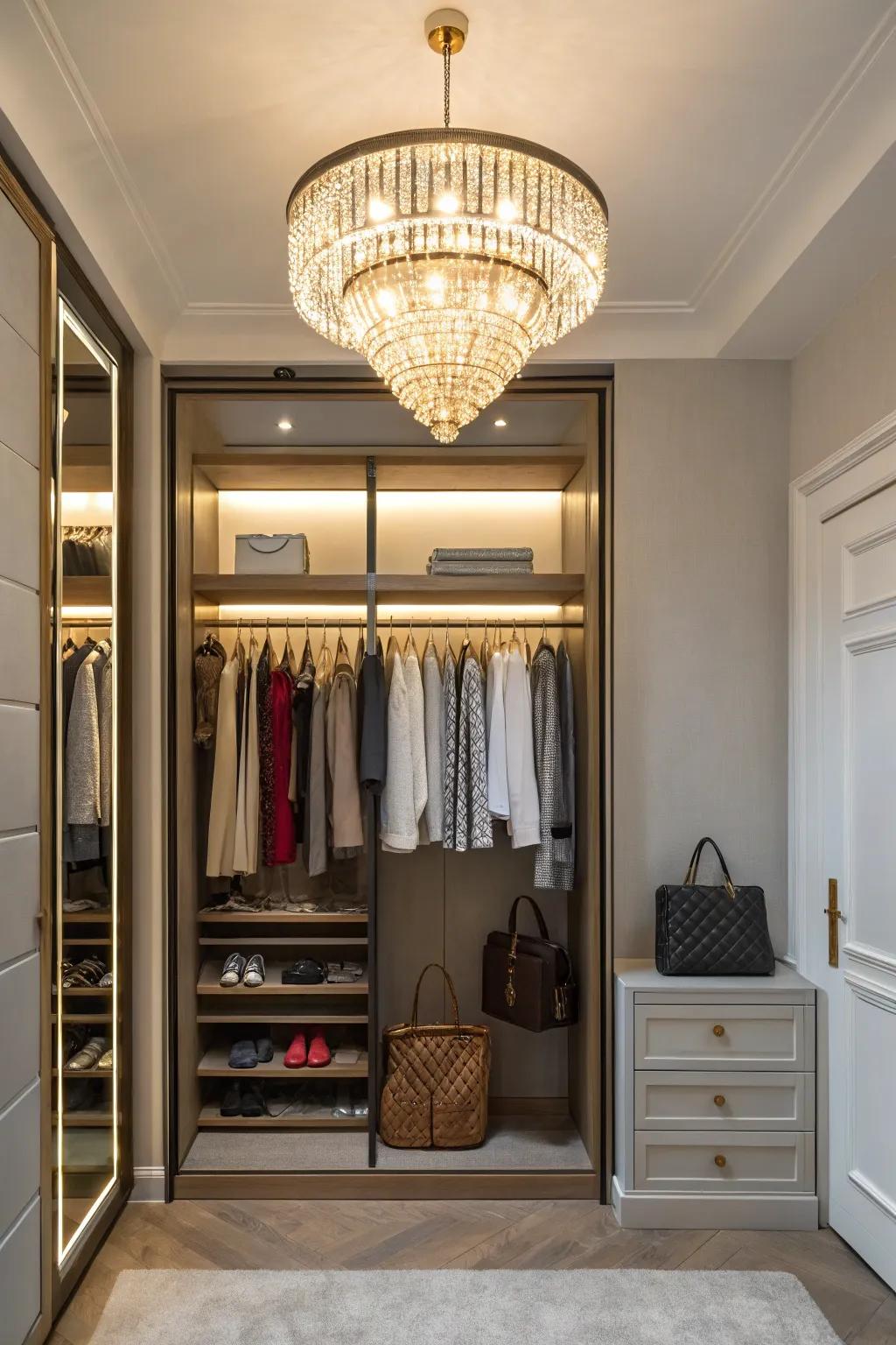 Distinctive lighting elevates the style and function of your closet.