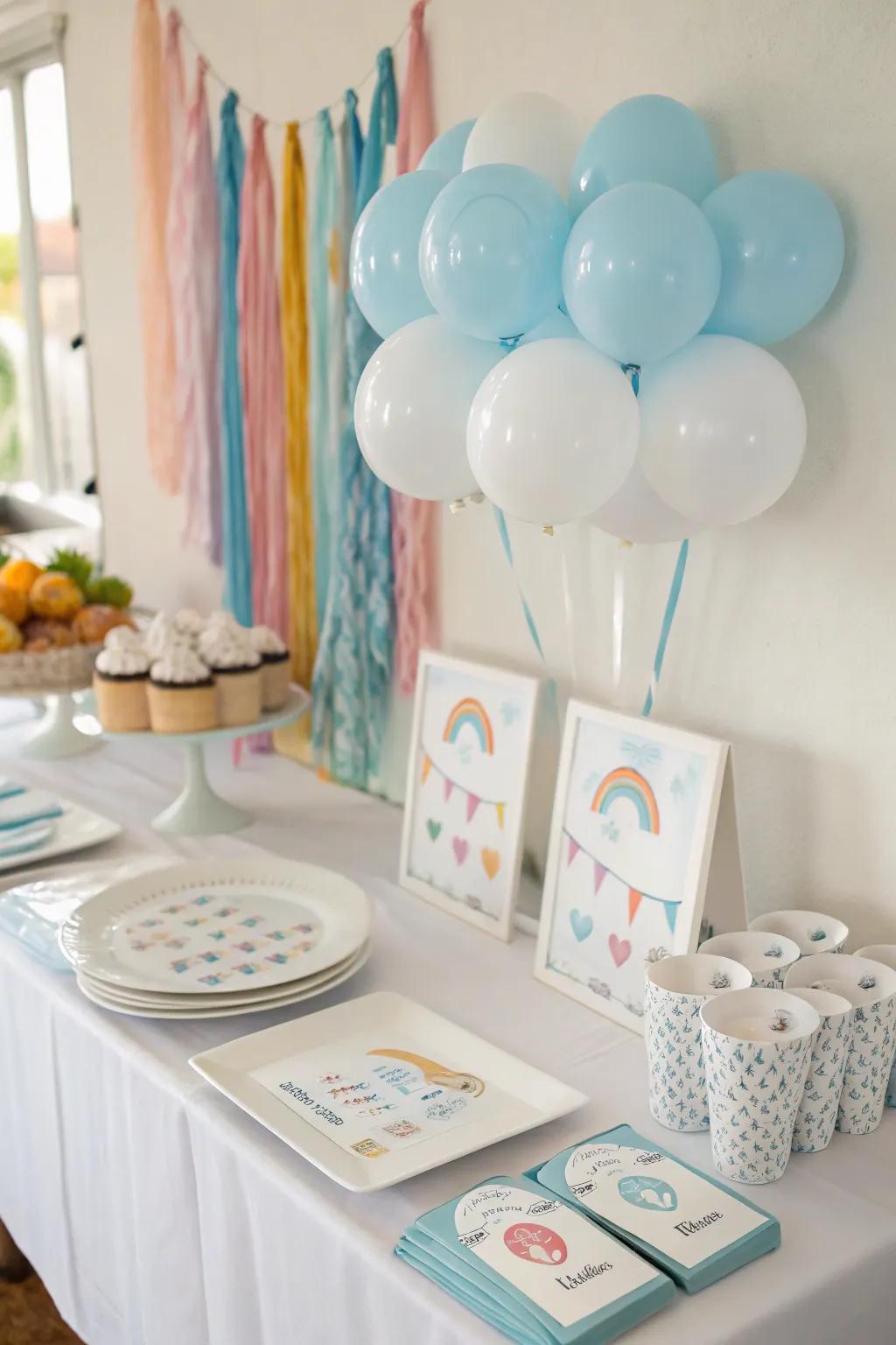Sky-themed games add a playful and interactive element to the baby shower.