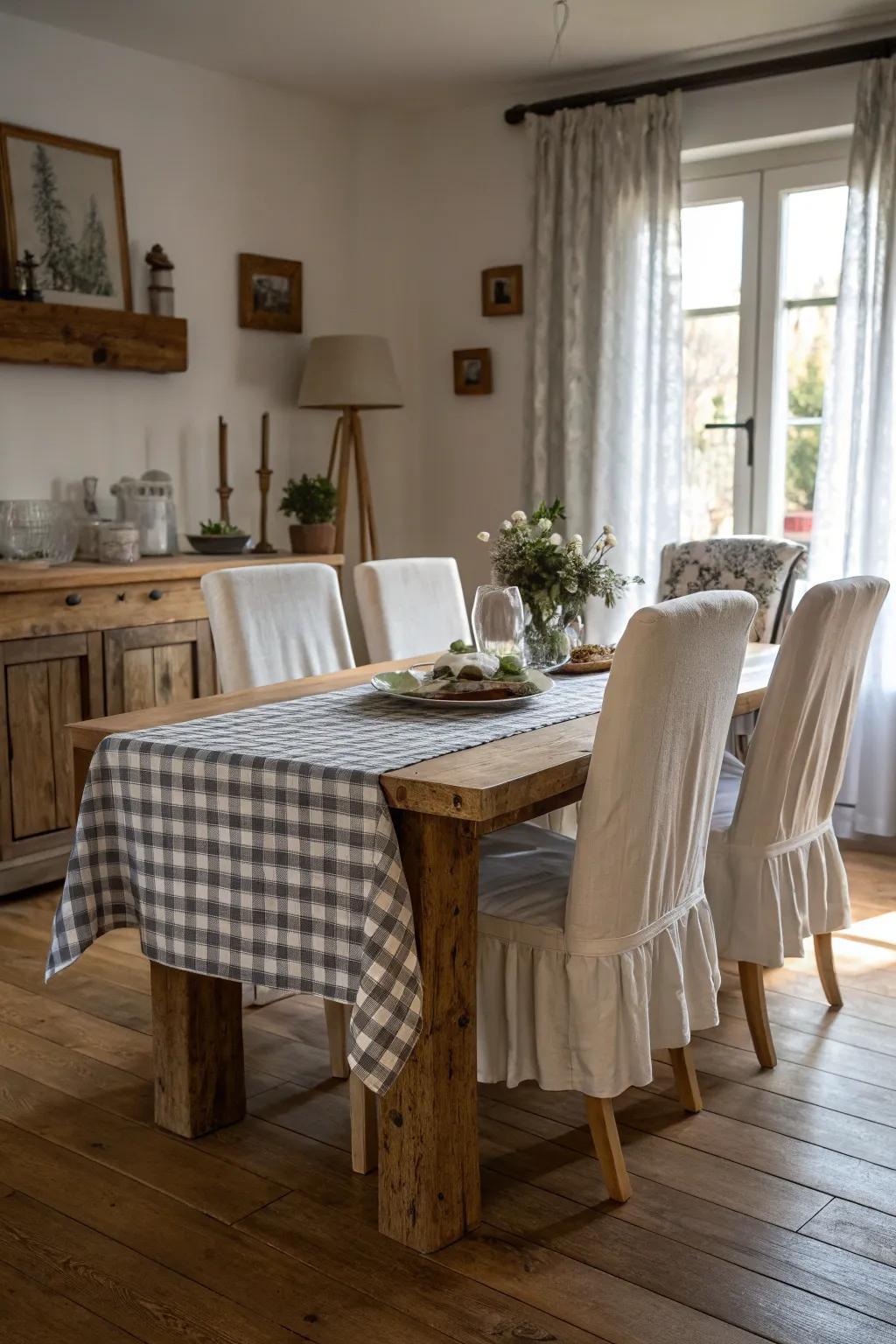 Slipcovered chairs offer a relaxed and cozy coastal touch.