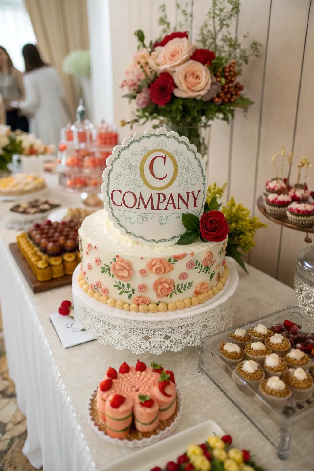 With a corporate logo cake, sweeten the celebration