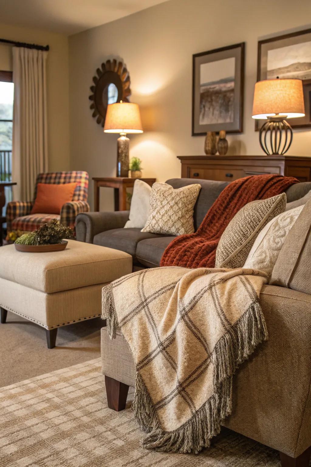 Textile highlights infuse warmth and comfort.