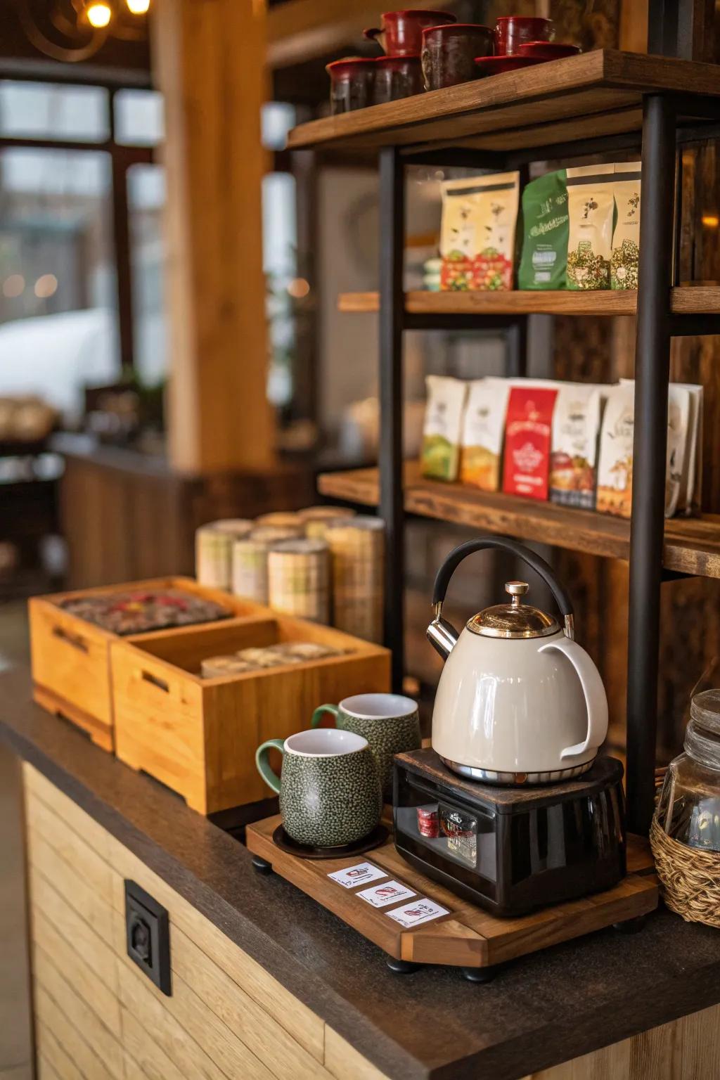 A personal beverage station adds comfort and convenience.