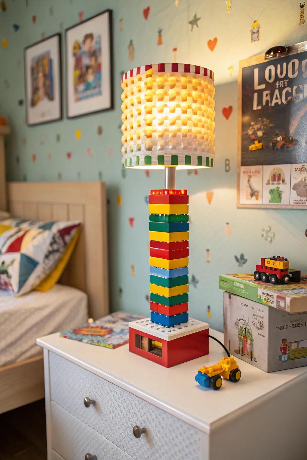 A block-based lamp brings a fun, creative element to a kid's room.