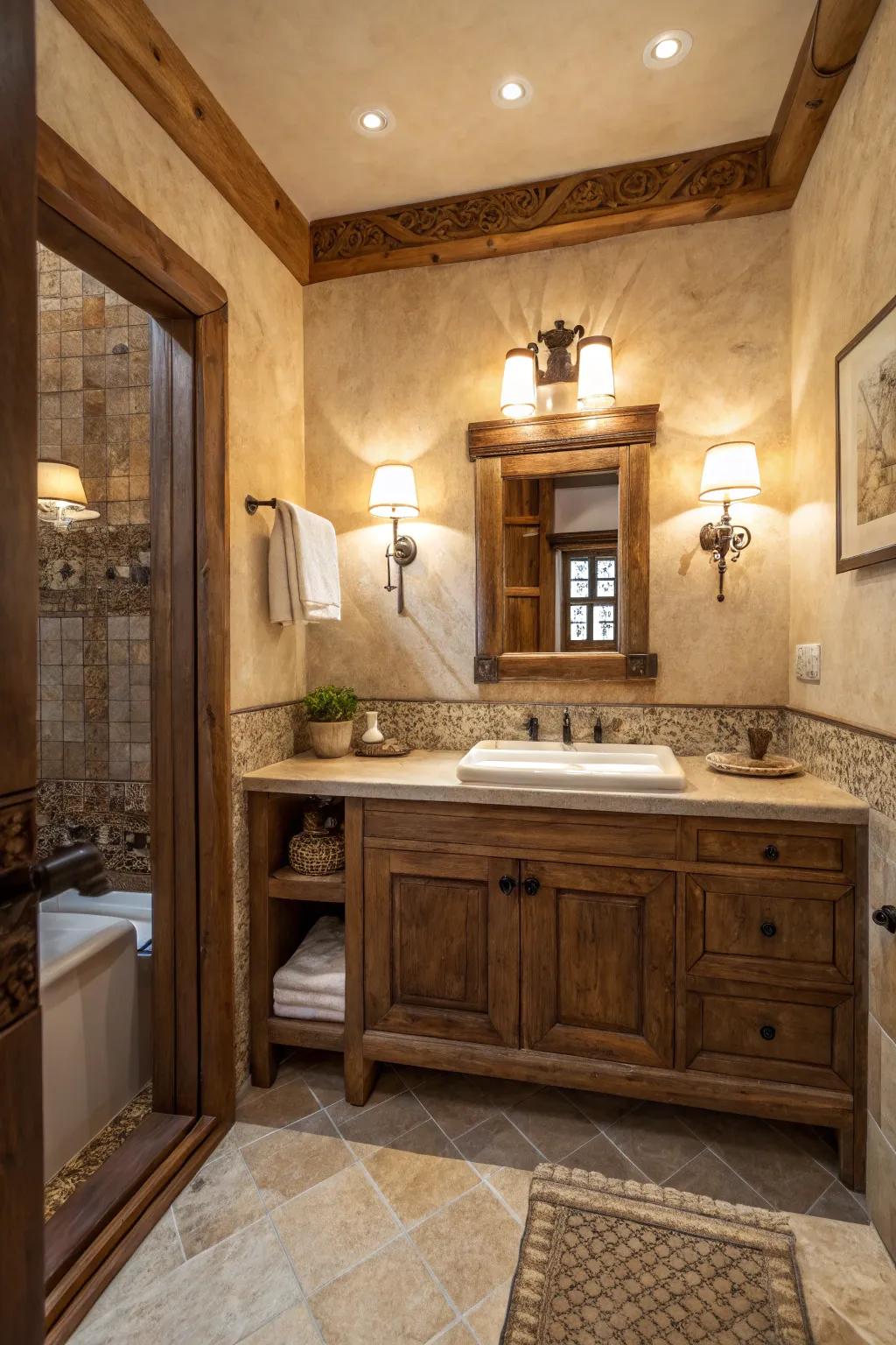 Earthy elements and crema marfil infuse warmth and individuality.