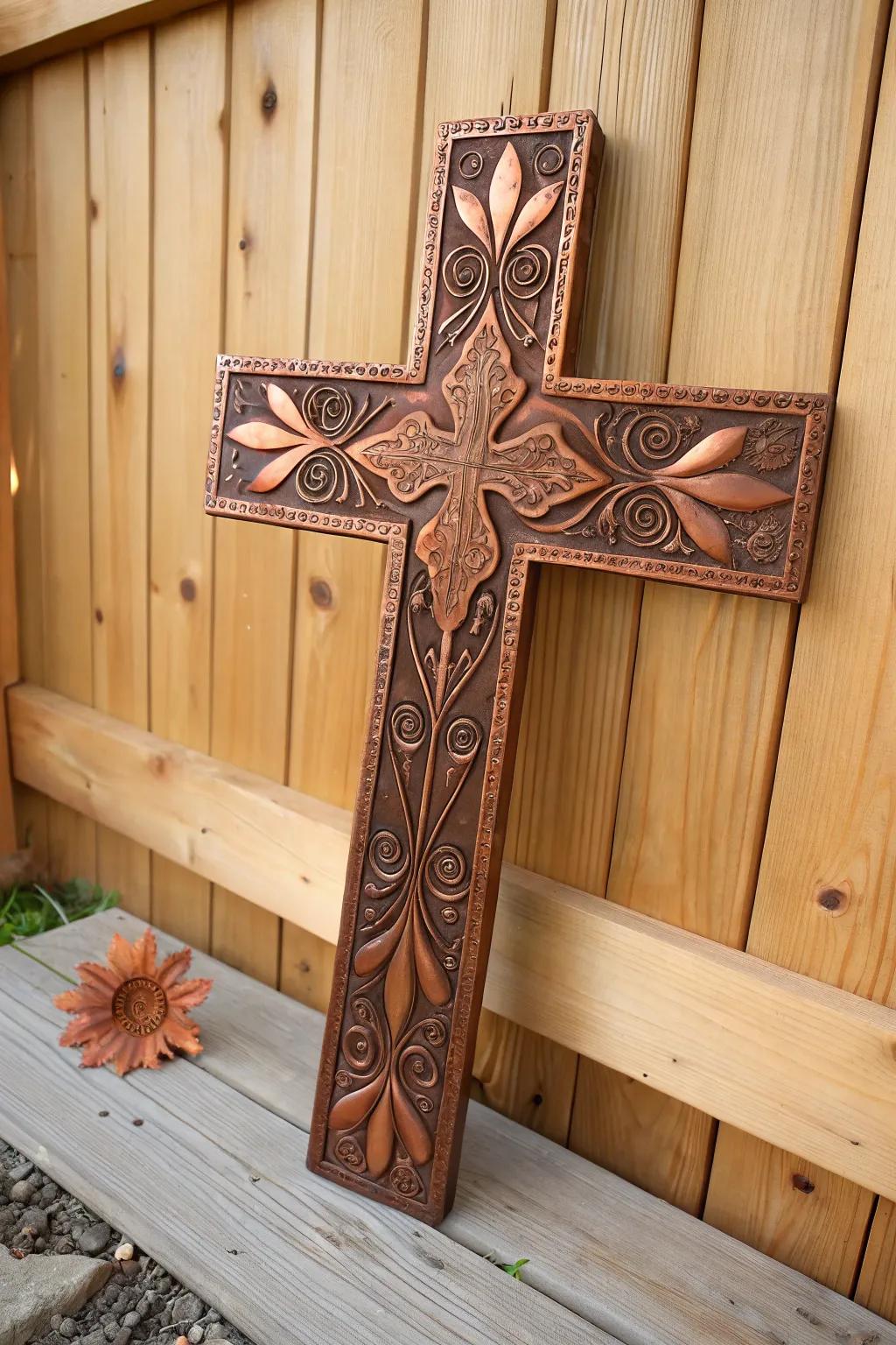 Cross with intricate bronze embellishments