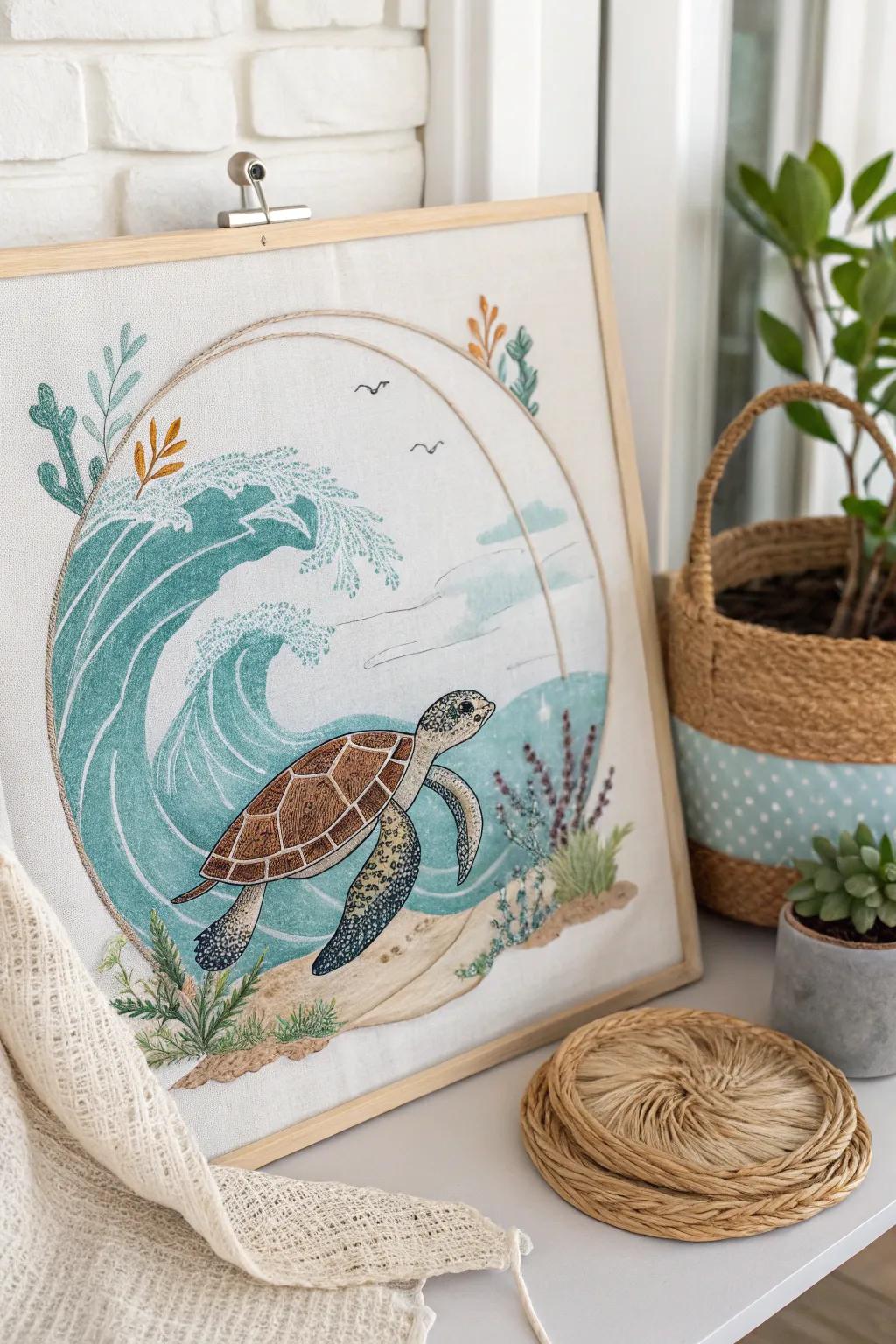 Bring the ocean home with this serene sea turtle cross stitch pattern&mdash;where every stitch feels like a day at the beach.