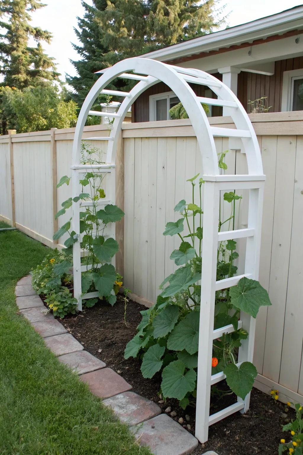 Capture effortless elegance using a minimalist polymer arch support for your garden!