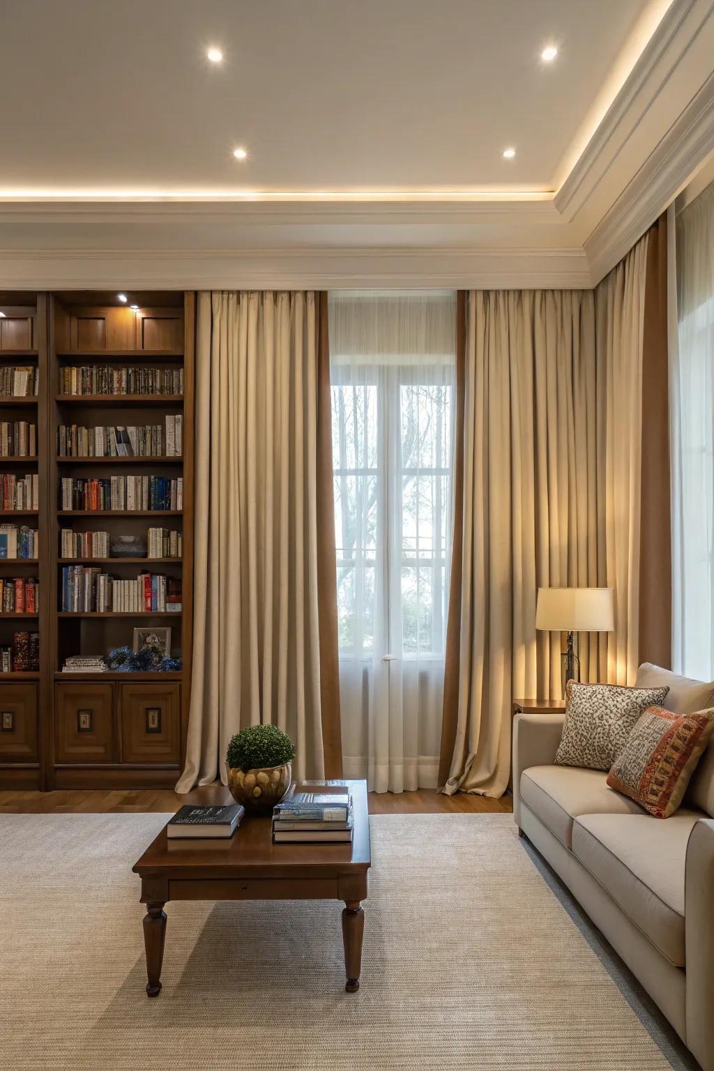 Visual harmony via balanced drape design.