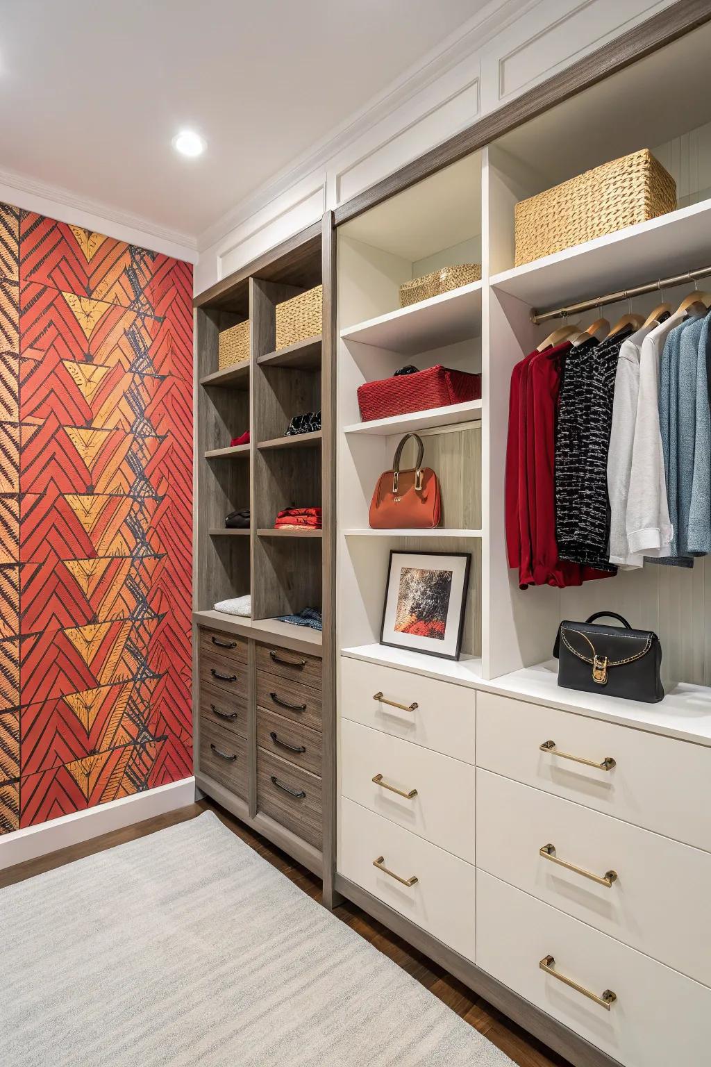 A statement wall injects character into your closet.