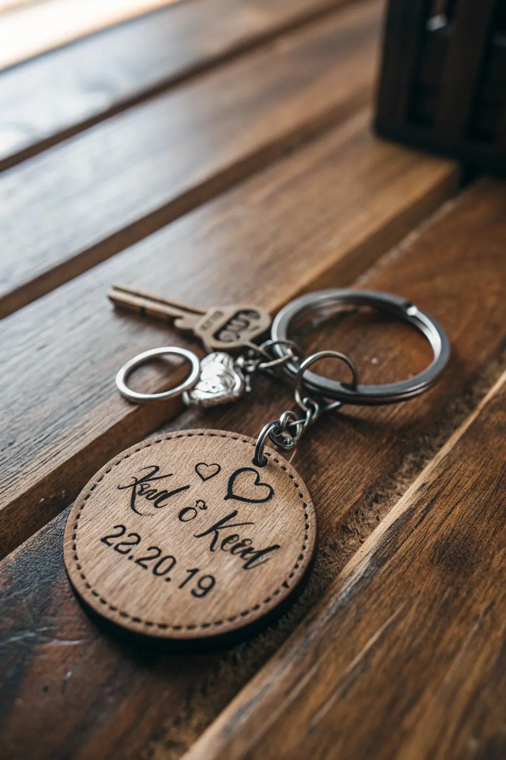 A simple yet meaningful engraved keychain.
