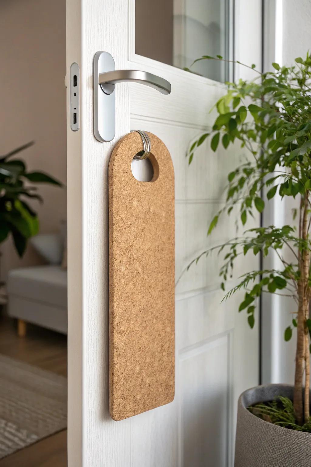 An eco-creative plug door hanger that showcases sustainable flair.