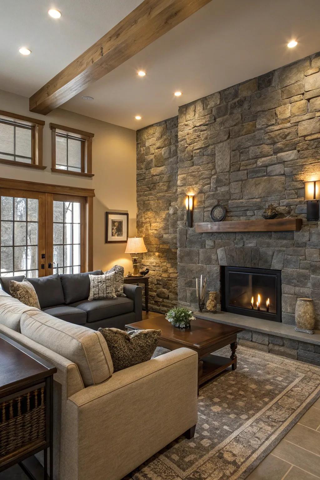 A sophisticated area incorporating shaded stone components.