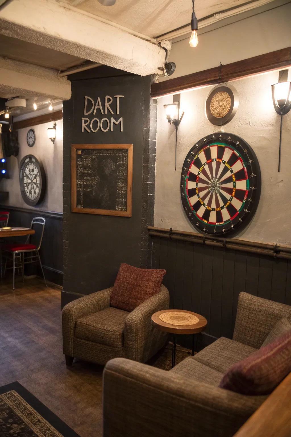 Vintage chalkboards are both charming and useful for keeping score.