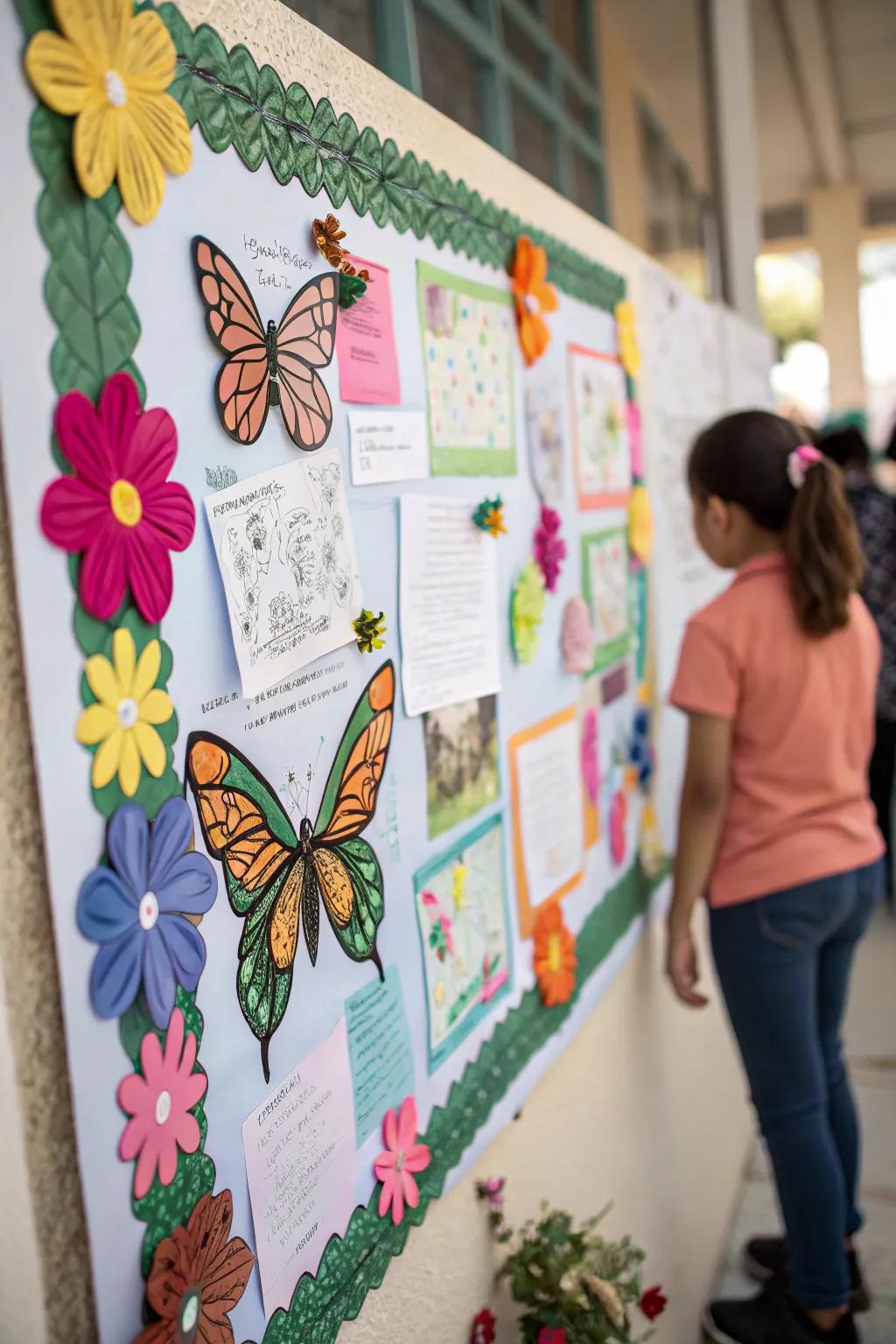 Butterfly Sanctuary bulletin board exuding fluttering elegance.