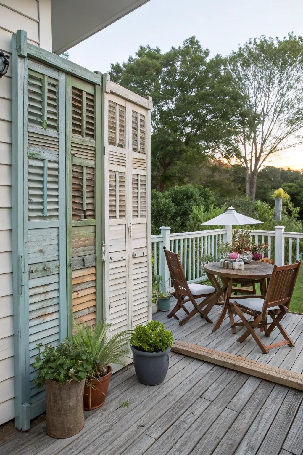 Add charm with reclaimed louvers.