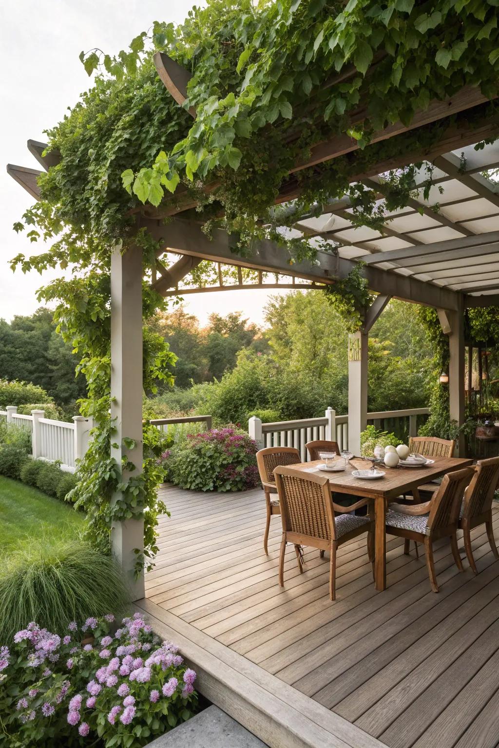 Pergolas provide shade and structure to outdoor spaces.