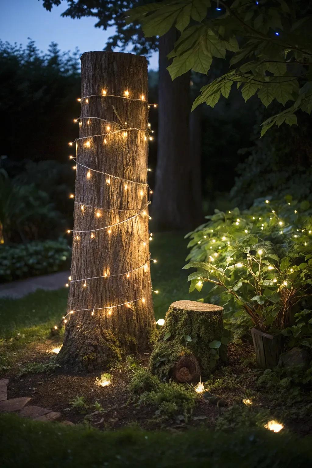 Bathe your garden in the light of a luminous tree stump.