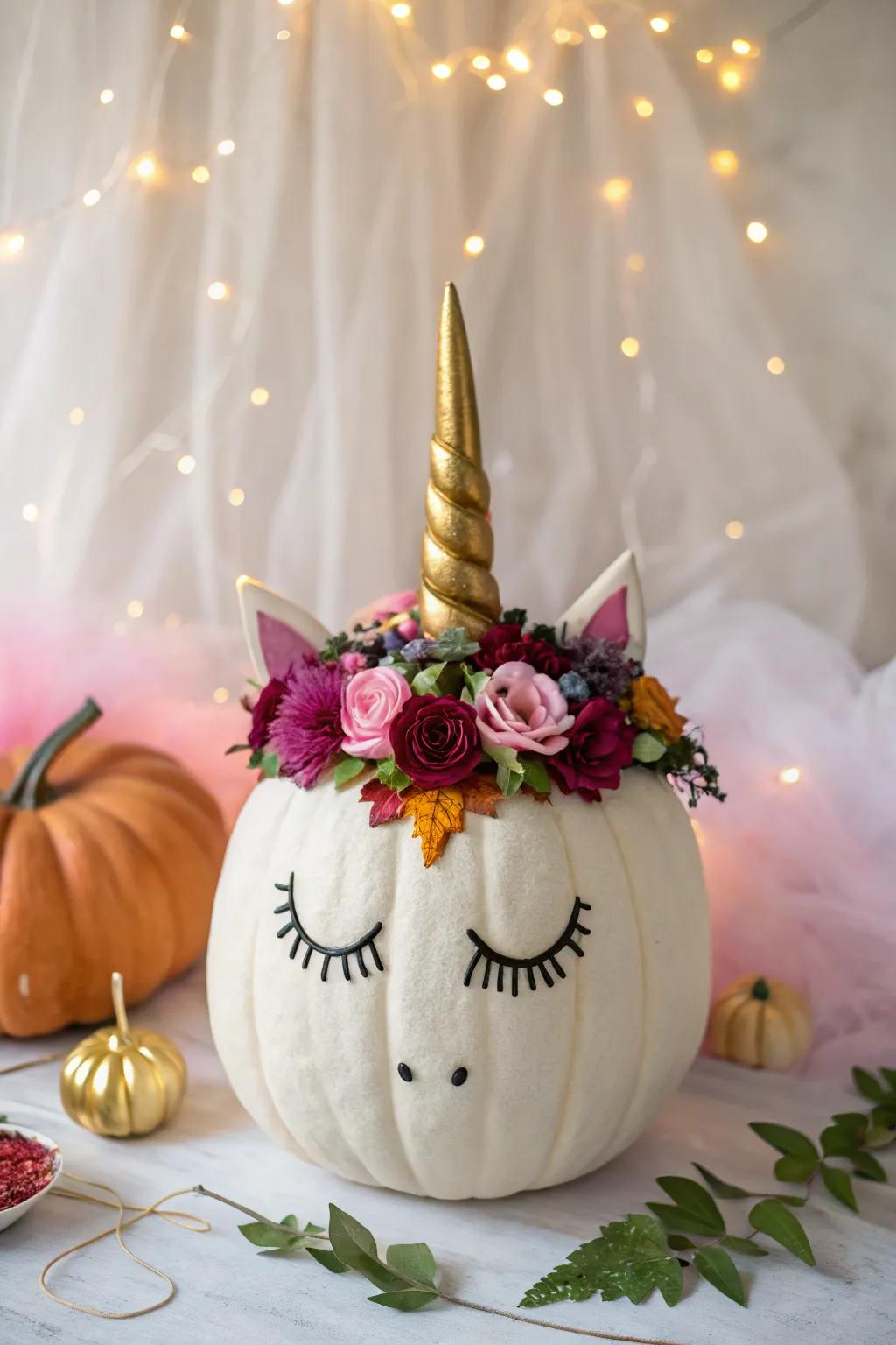 Enchant your visitors through an equine pumpkin steeped in fantasy.