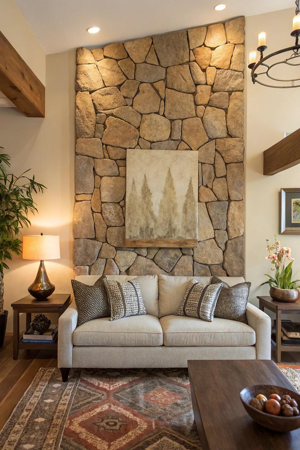 Express your inventiveness using a stunning stone wall art piece.