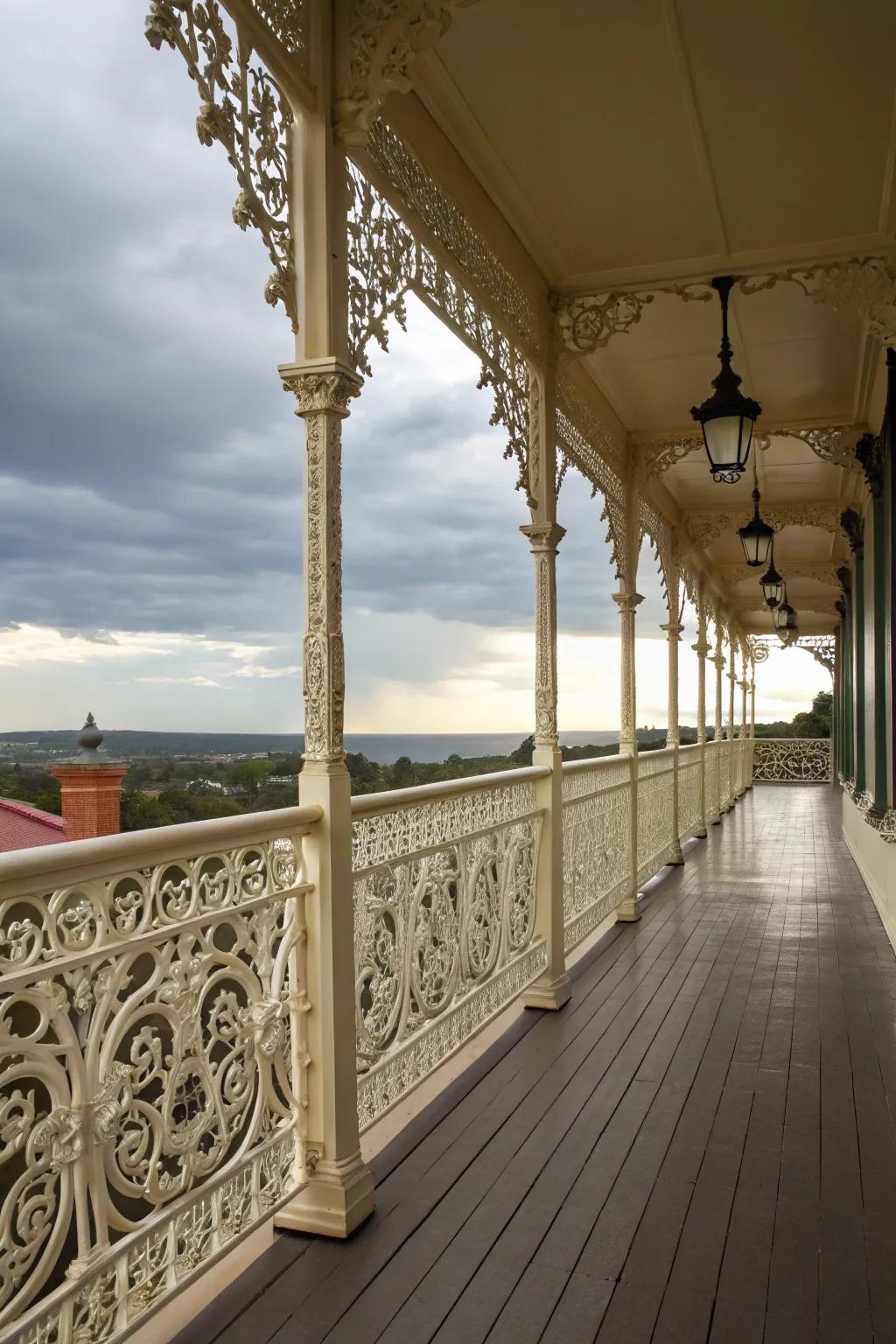 Romantic Victorian allure through balustrades.