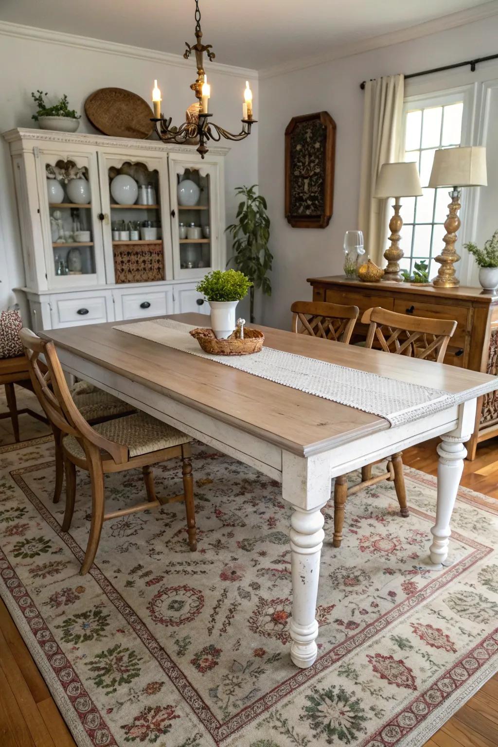 Whitewash finish adds vintage charm and softness.