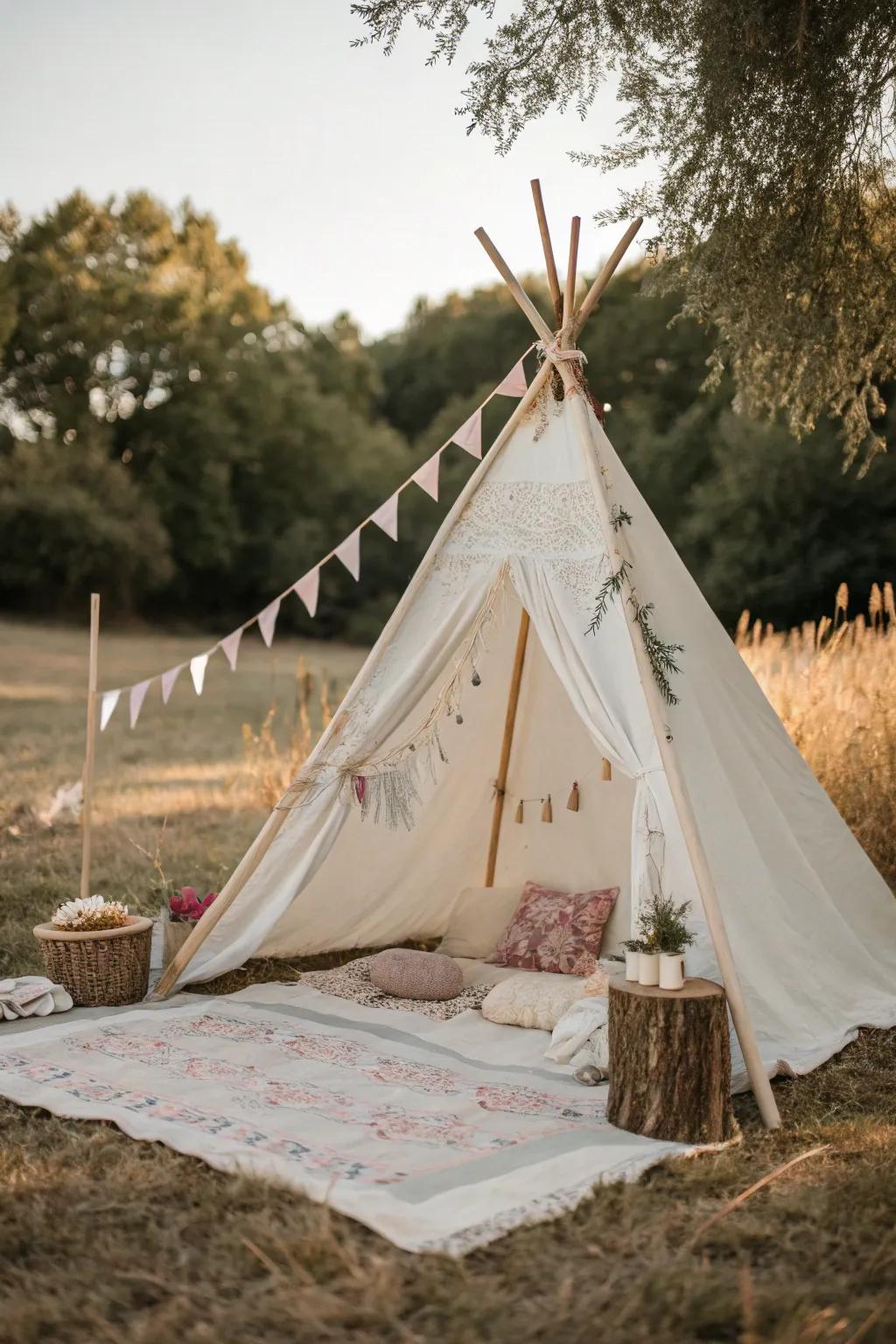 Transform your tent into a festive retreat with captivating pennant adornments!