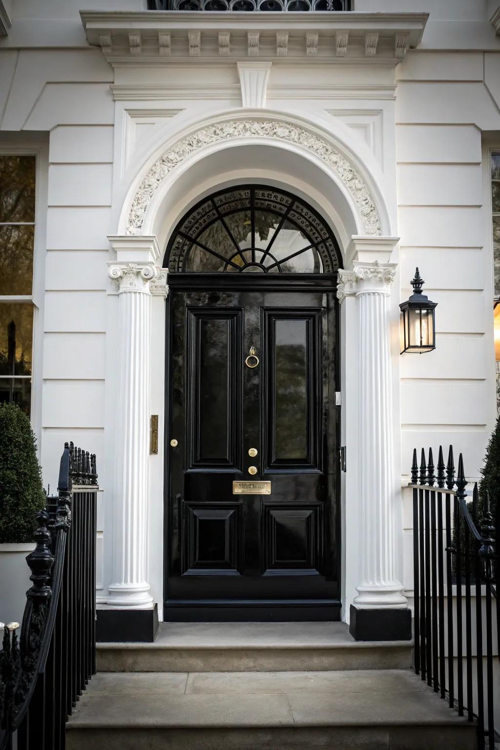 Command attention with a sophisticated black front door that exudes timeless elegance.