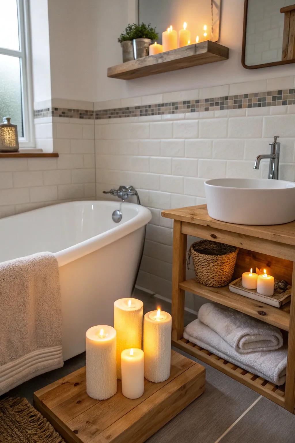 Add warmth through diode wax lights.