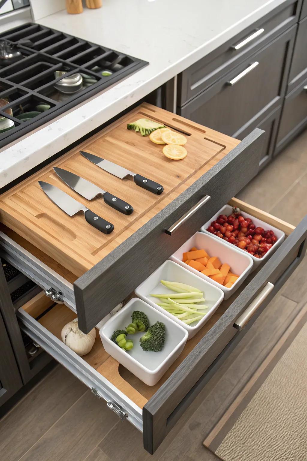 Versatile drawers enhance adaptability in the kitchen