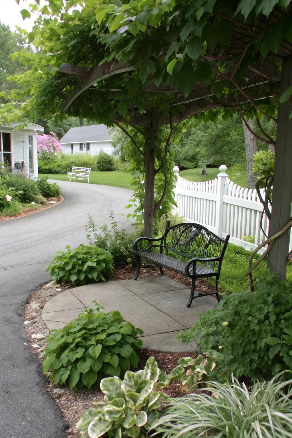 An inviting lounge space furnishes a snug location on the berm.