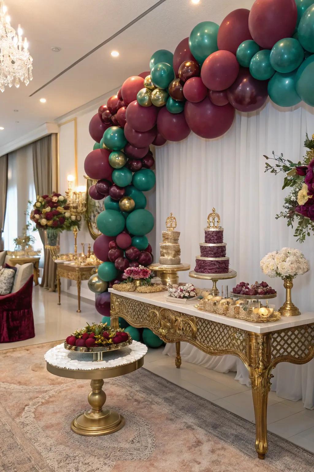 Elegant decor with unexpected rich jewel tones.