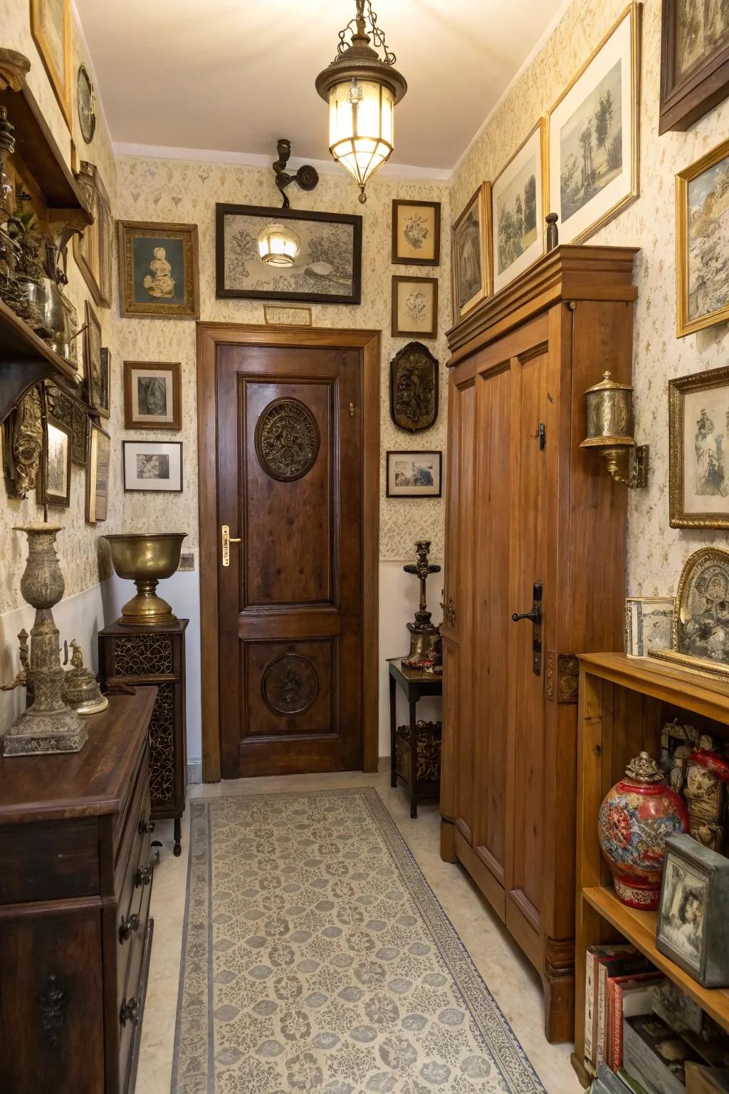 Vintage items lend allure and a feeling of the past to your entryway.