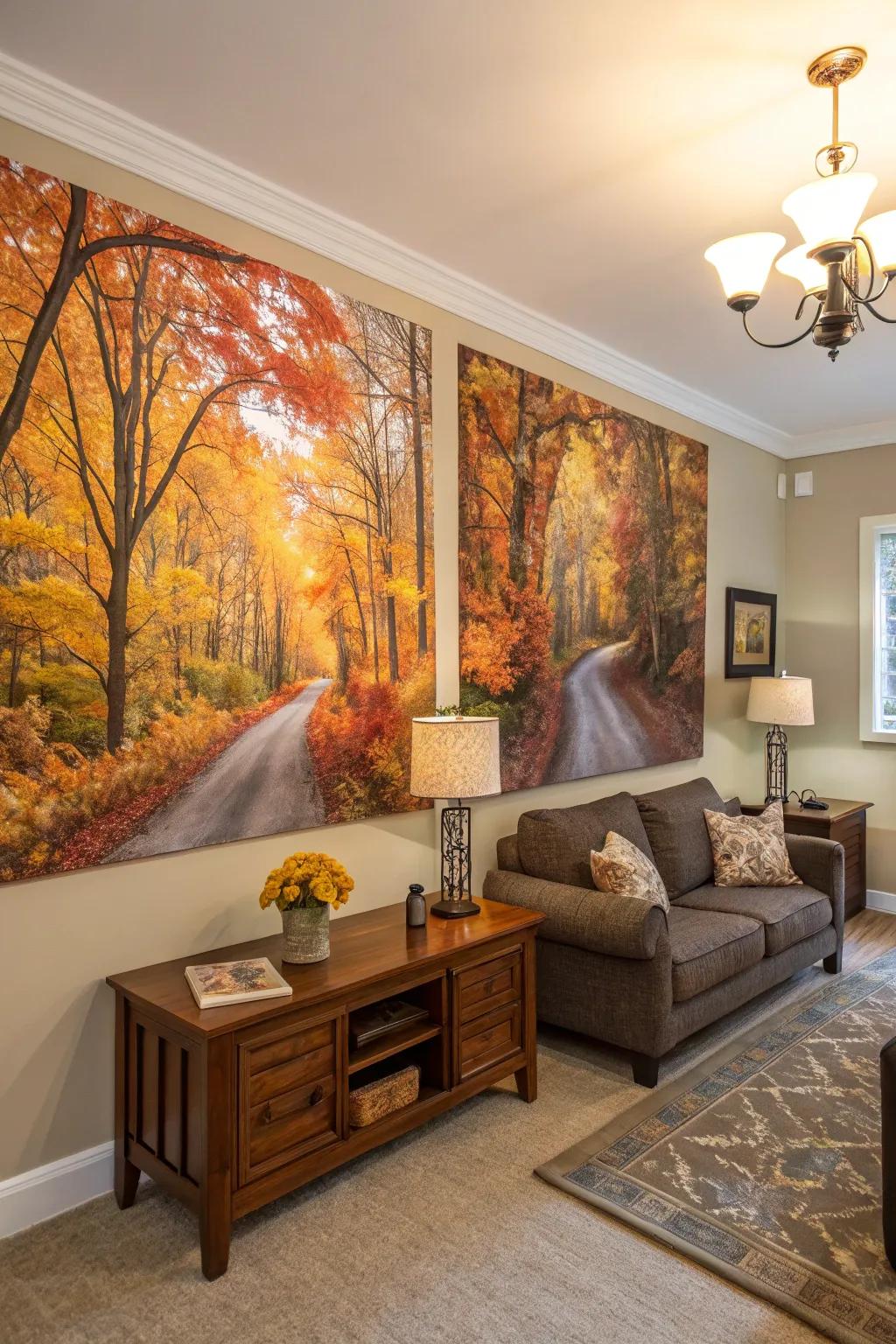 Bring autumn indoors with nature-inspired artwork.