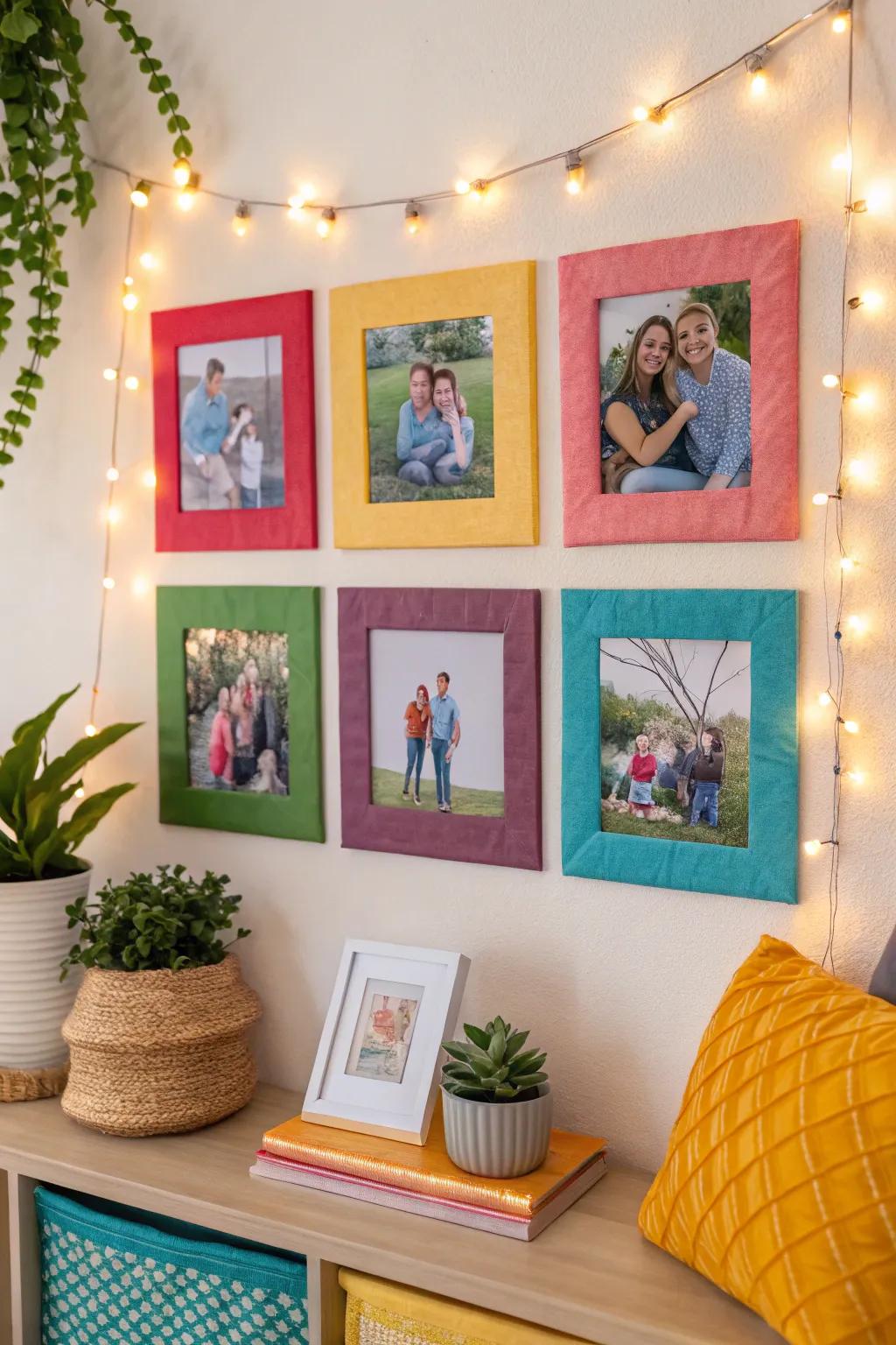 Colorful mats bring images to life.