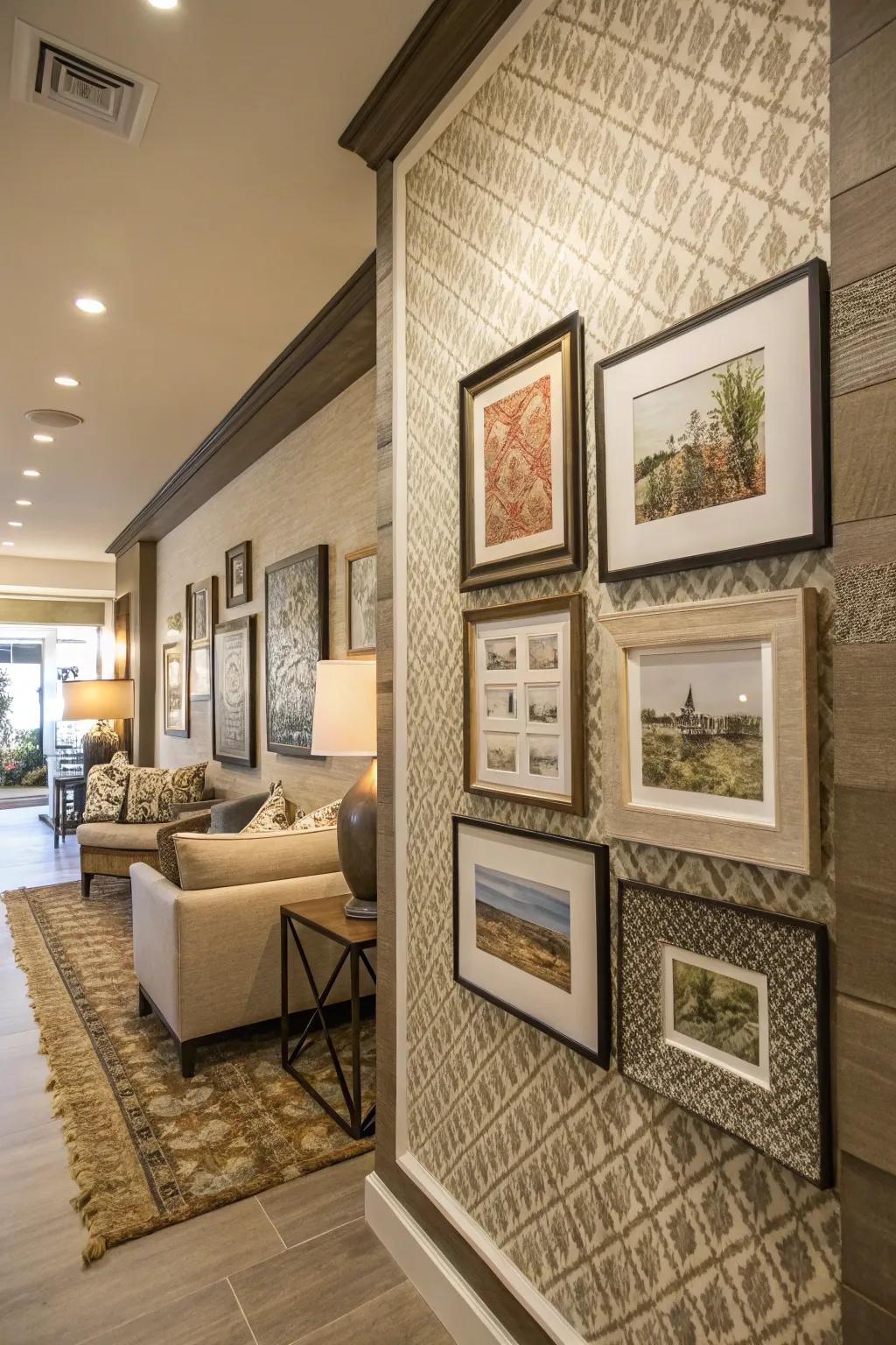 Textures and layers add depth to displays.
