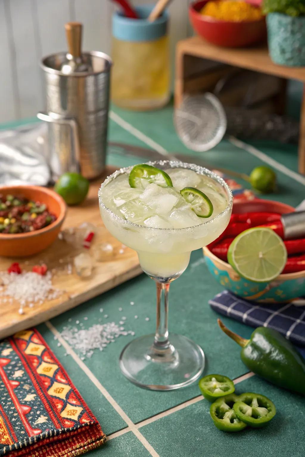 Spiced pepper ice for a flavorful kick.