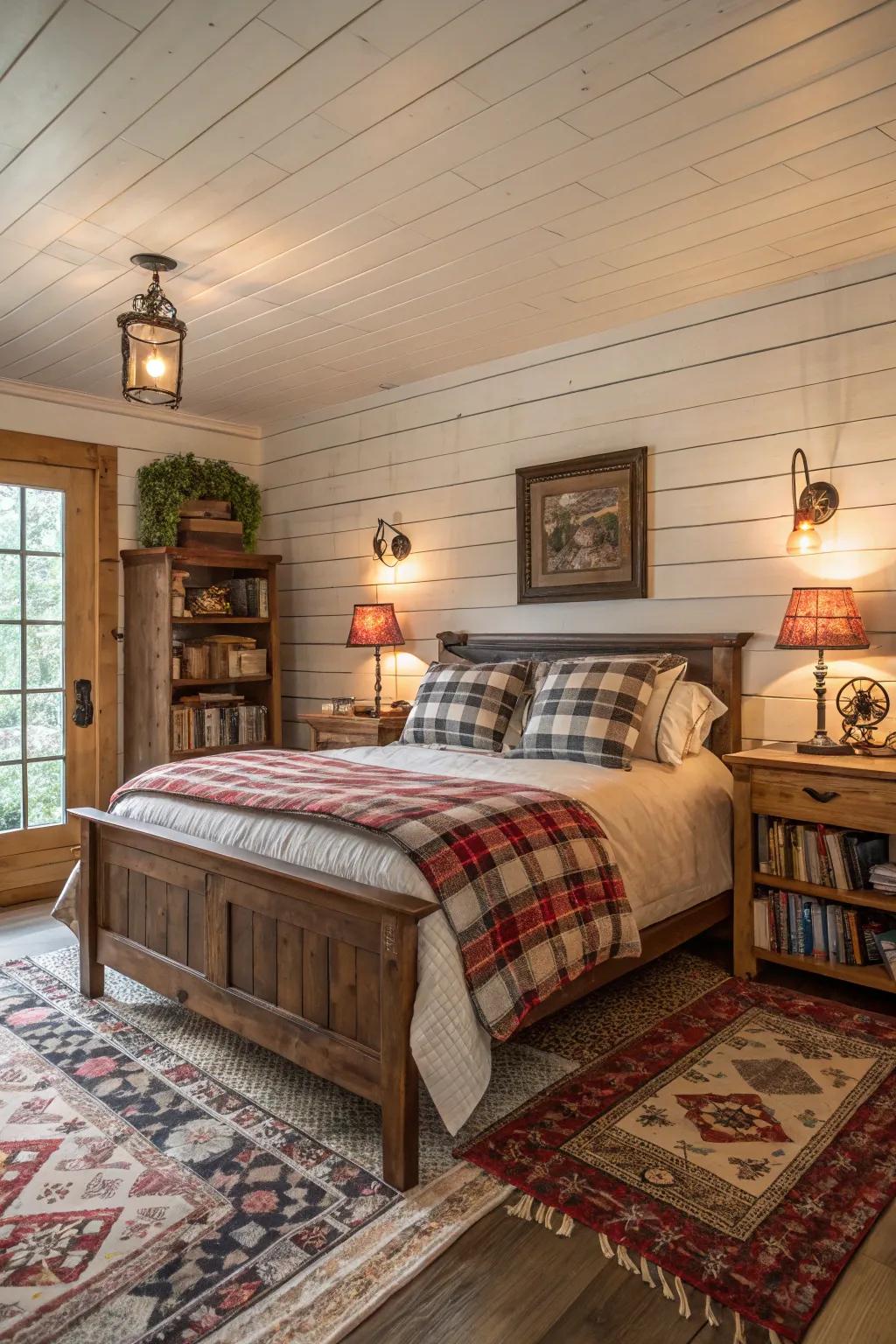 Paneled walls showcase classic farmhouse allure.