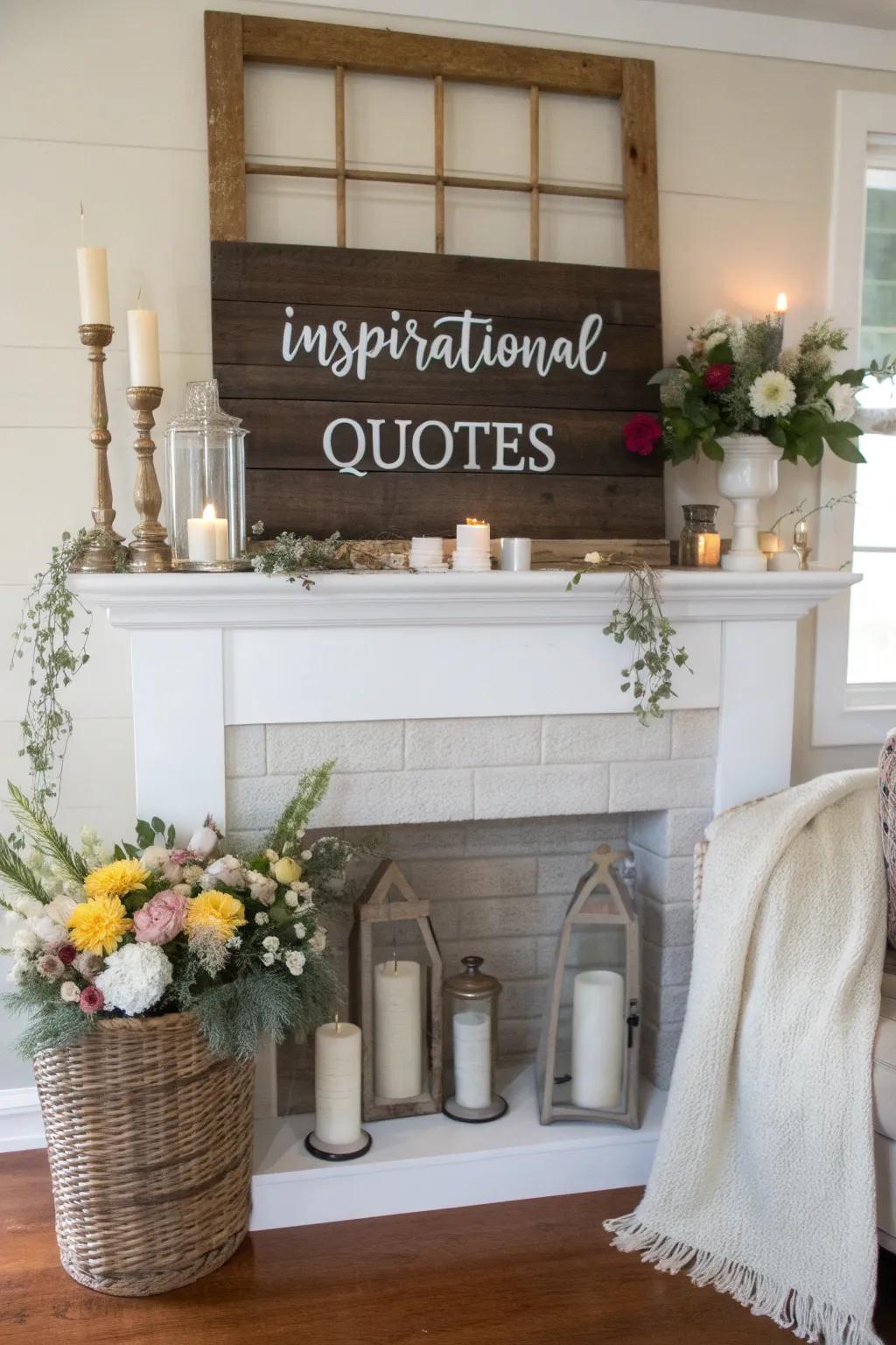 Farmhouse signage adds a personal and heartfelt touch to the display.